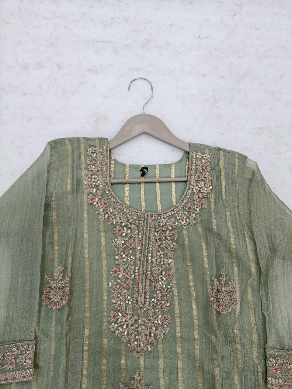 B2052 Zahra Salsa Embellished Suit(OLIVE GREEN)
