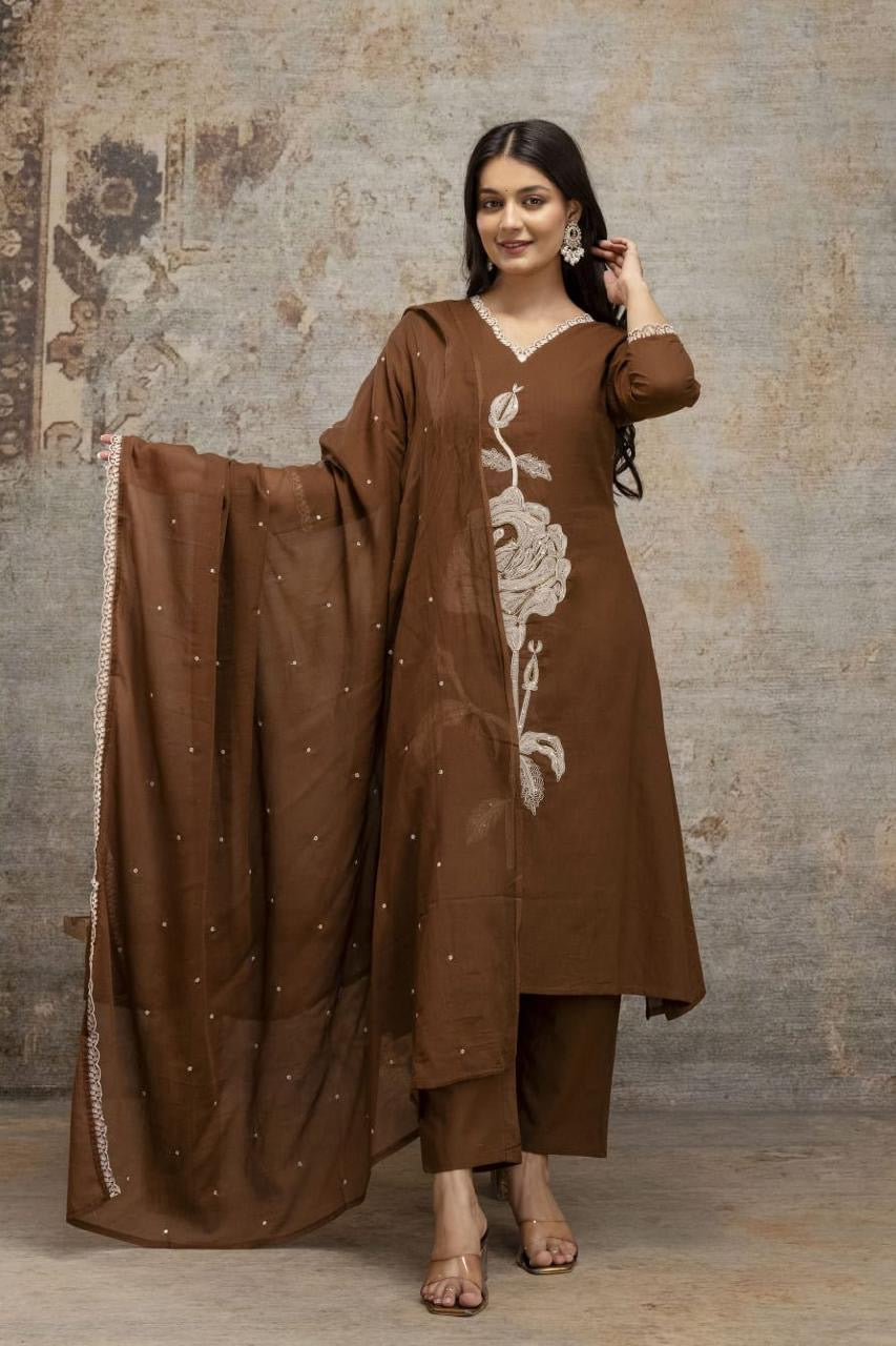 B1721 Silly Mul Cotton Ethnic Suit Set with Lace Work, Beads & Embroidered Dupatta