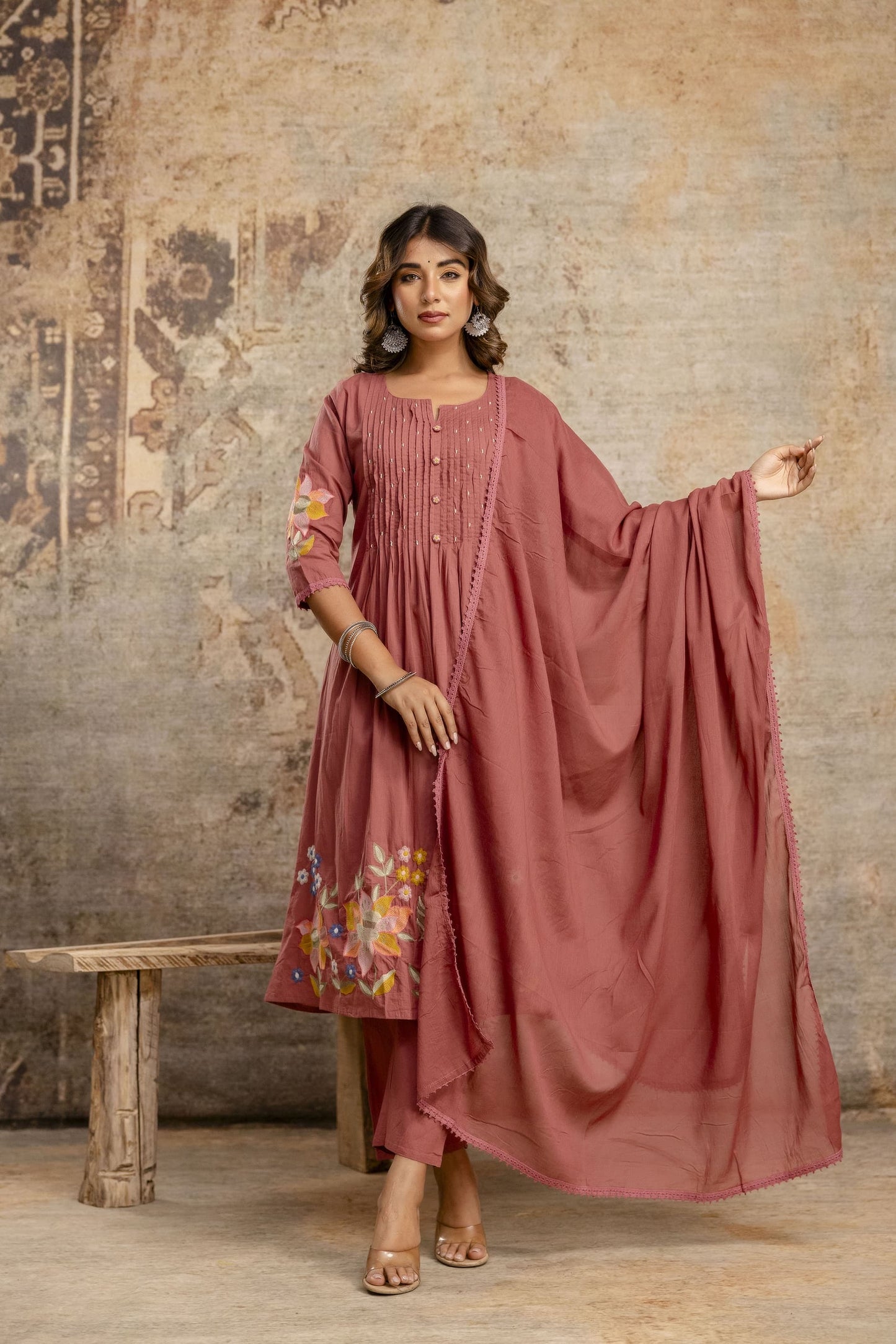 A1711 Pure Cotton Embroidered Suit