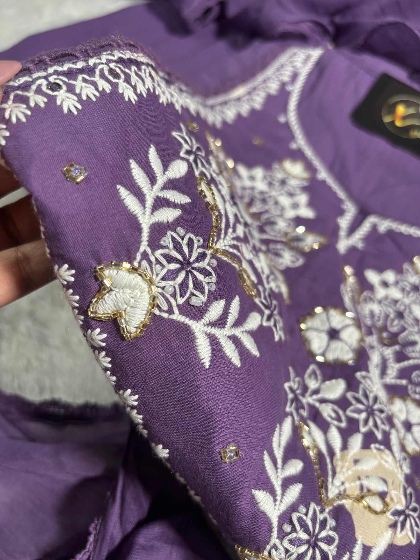 A1707 Mul Cotton Embroidered Suit