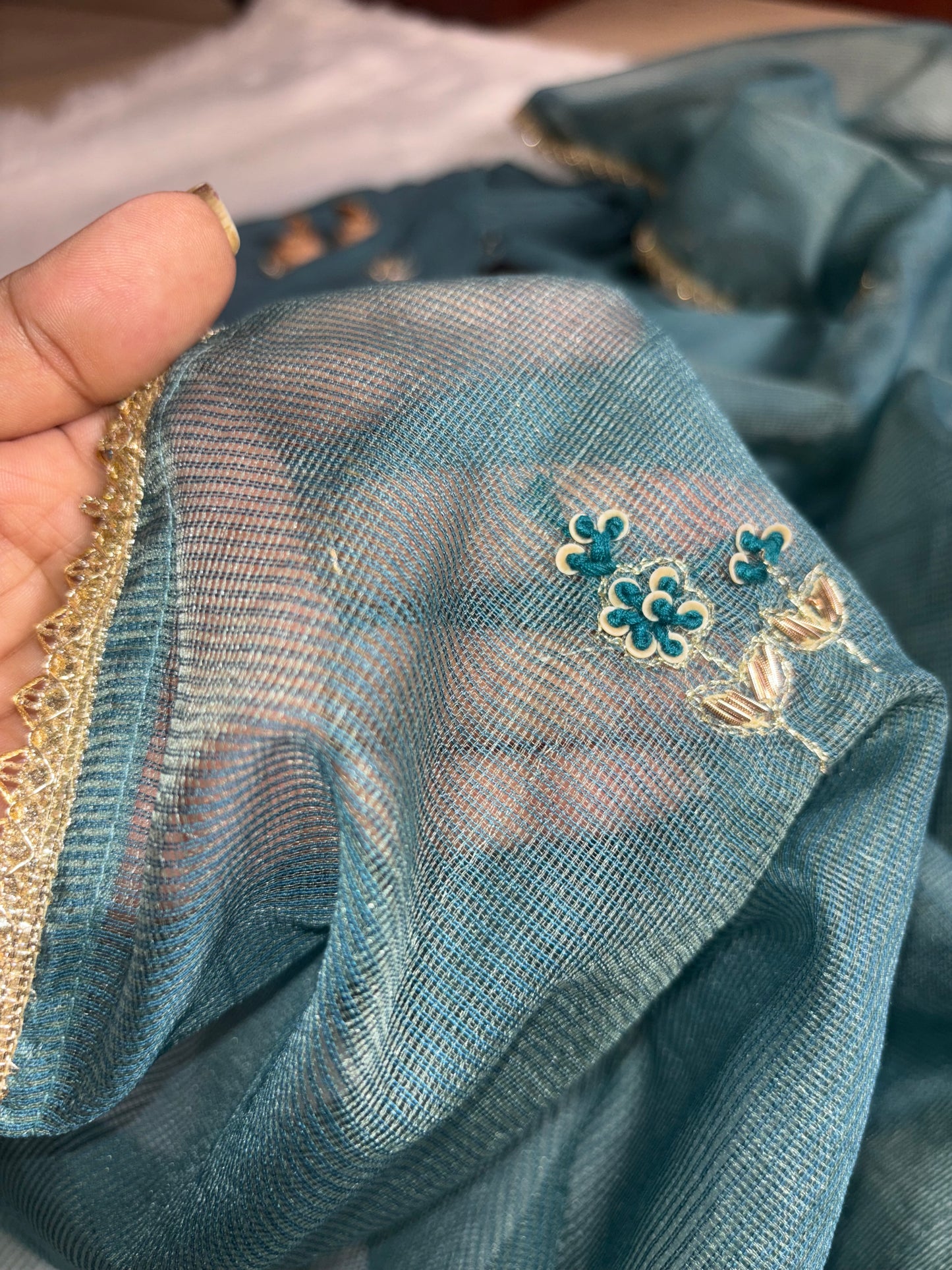 B1999 Mul Chanderi Handwork Suit