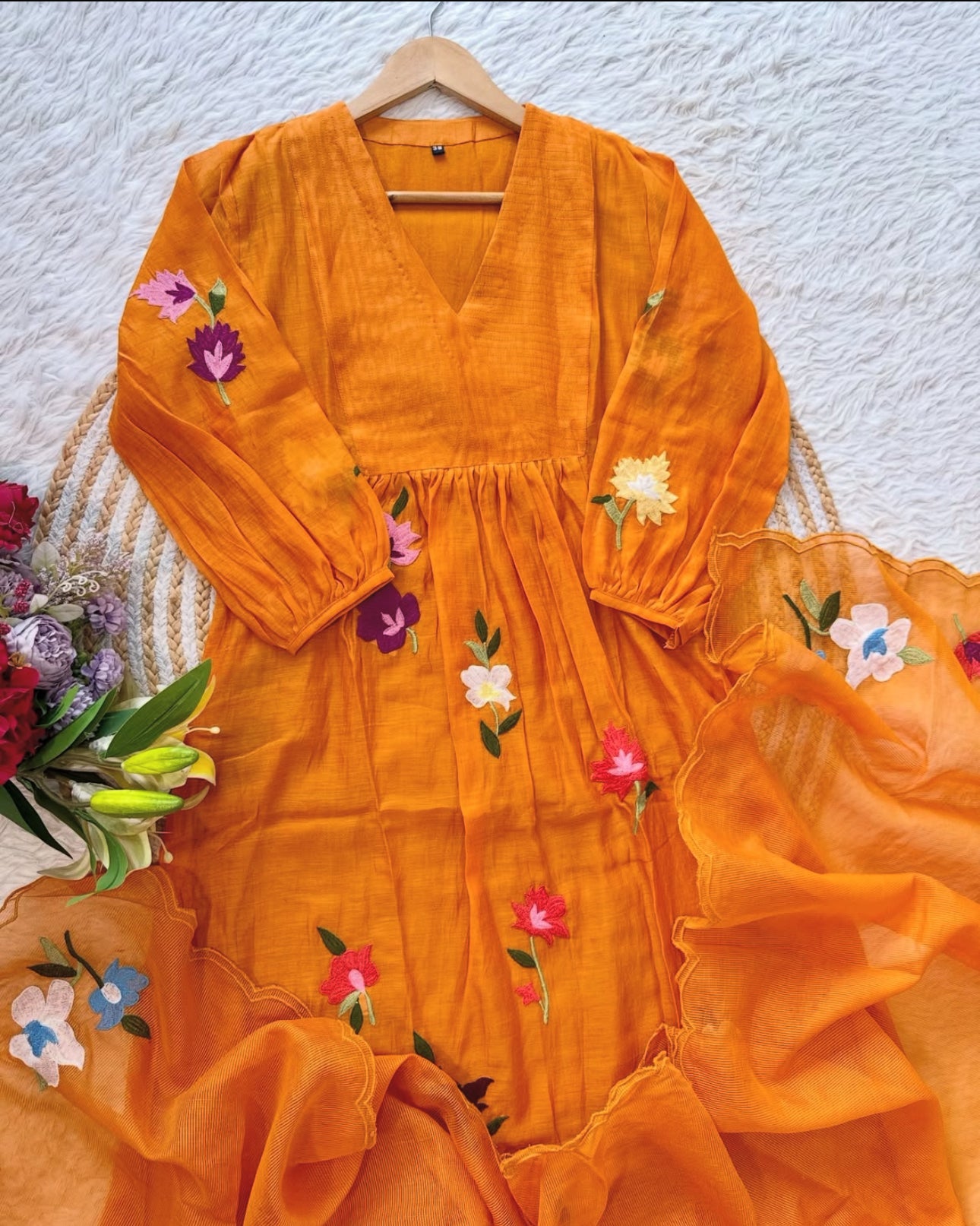 B2005 Mul Chanderi Embroidered Suit