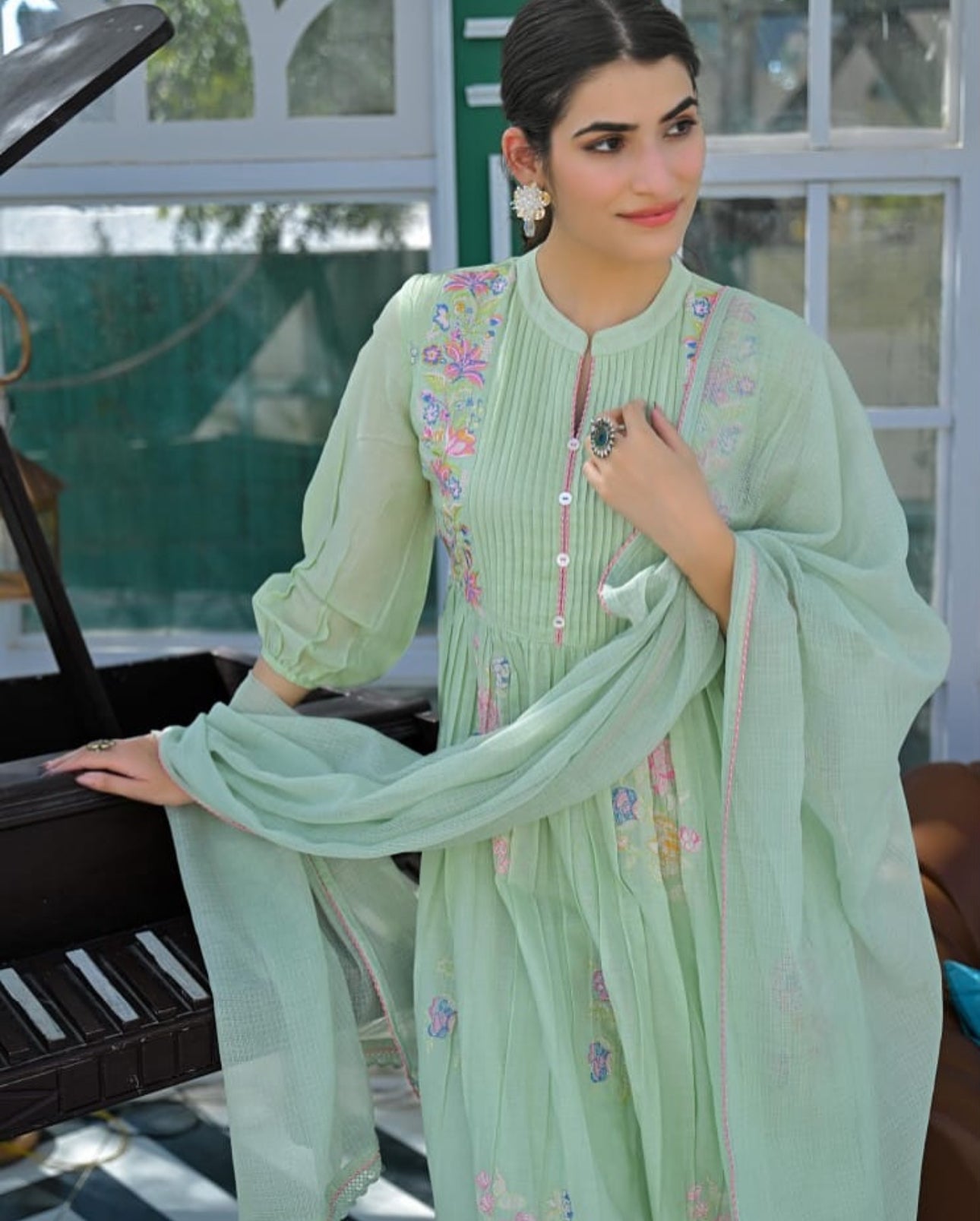 A1708 Mul Cotton Embroidered Suit