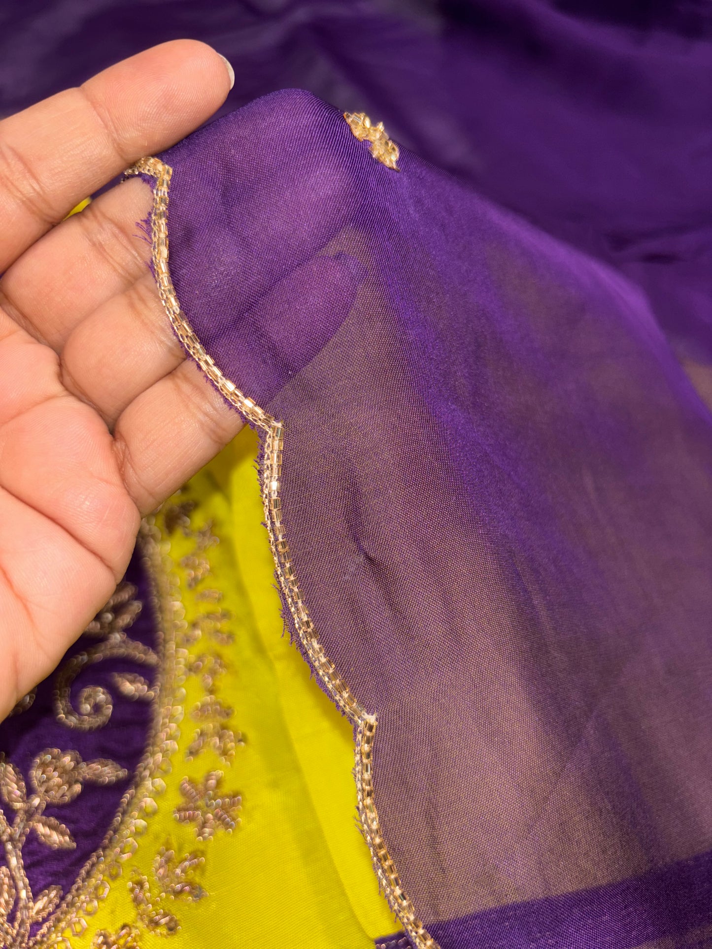B1992 Neon & Purple Combination Zardozi Handwork Suit