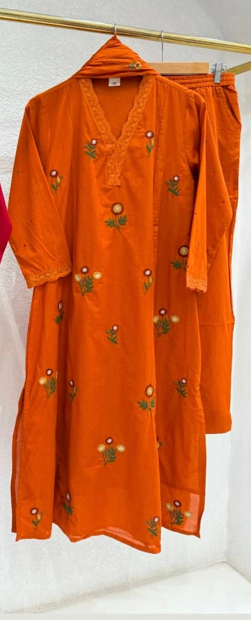 A1751 Designer Silly Mul Cotton Suit(GOLDEN ORANGE)