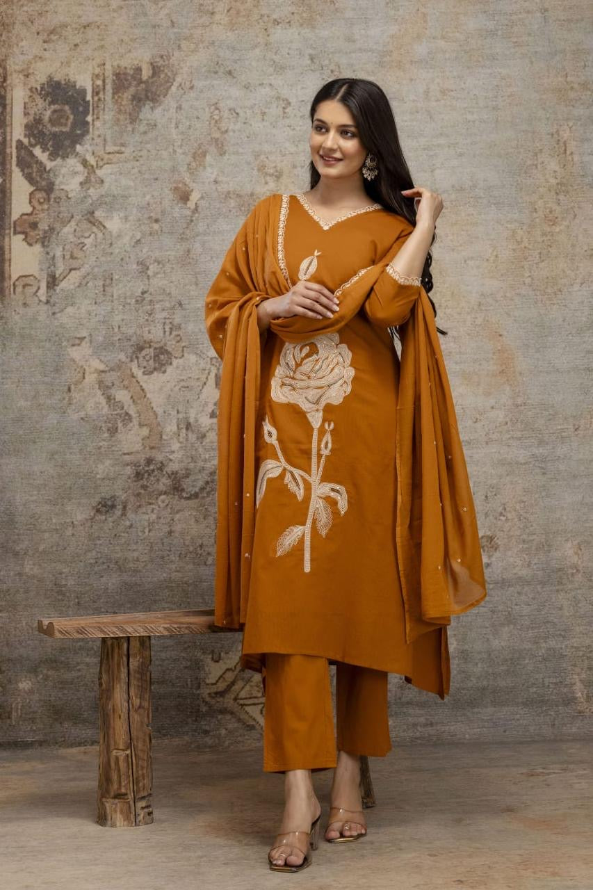 B1720 Silly Mul Cotton Ethnic Suit Set with Lace Work, Beads & Embroidered Dupatta