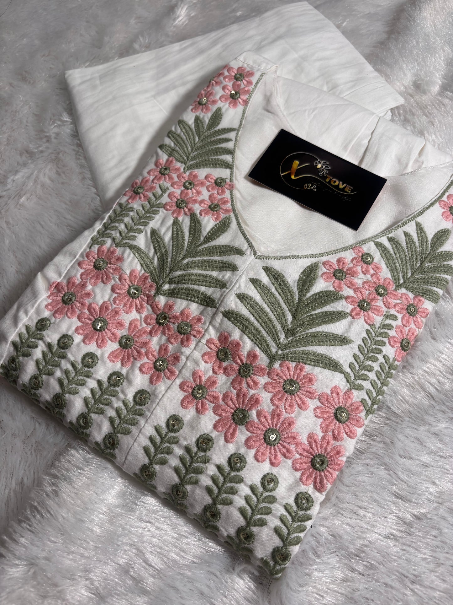 A1689 Mul Cotton Co-Ord set With Embroidery Detailing