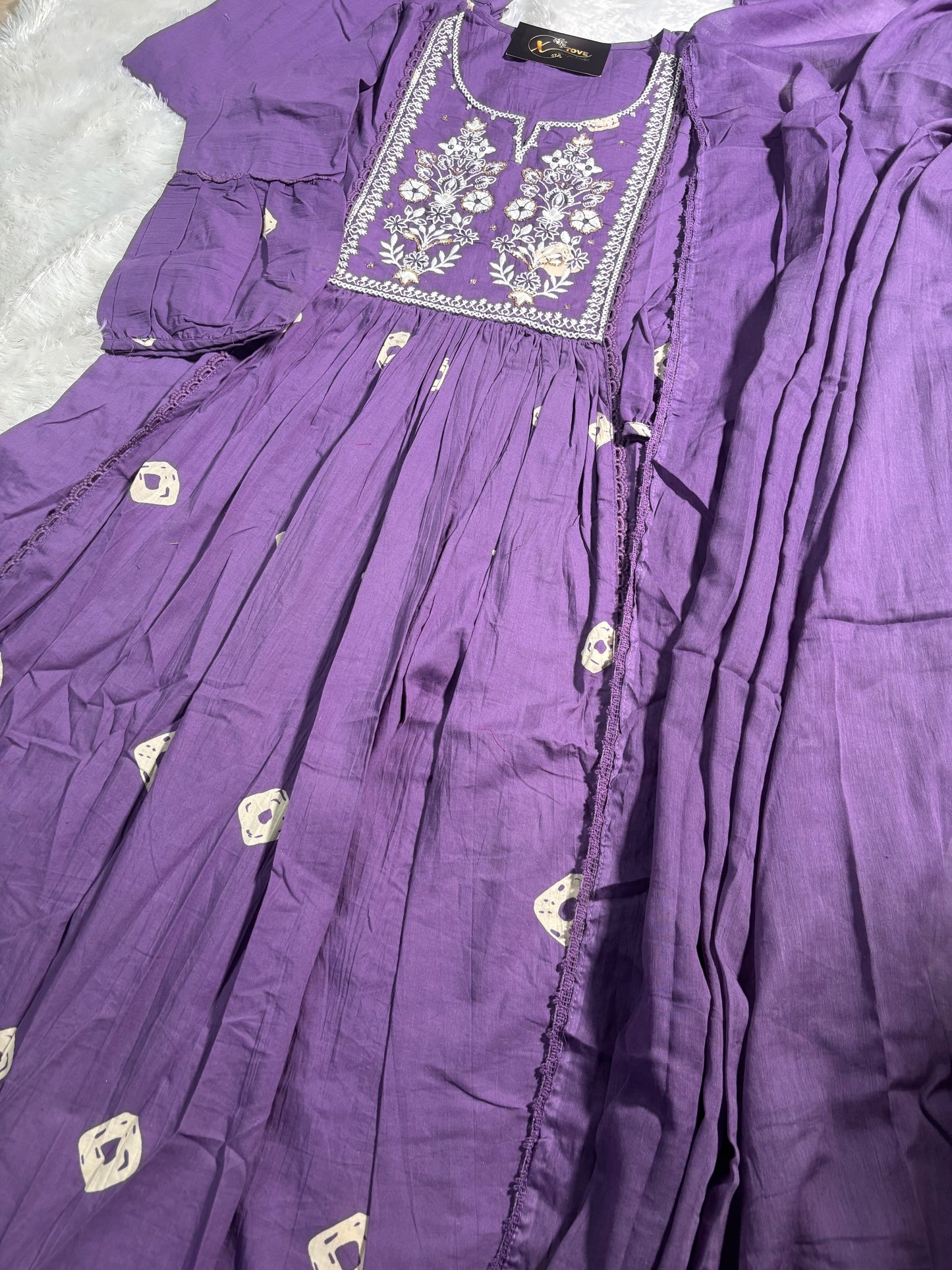 A1707 Mul Cotton Embroidered Suit