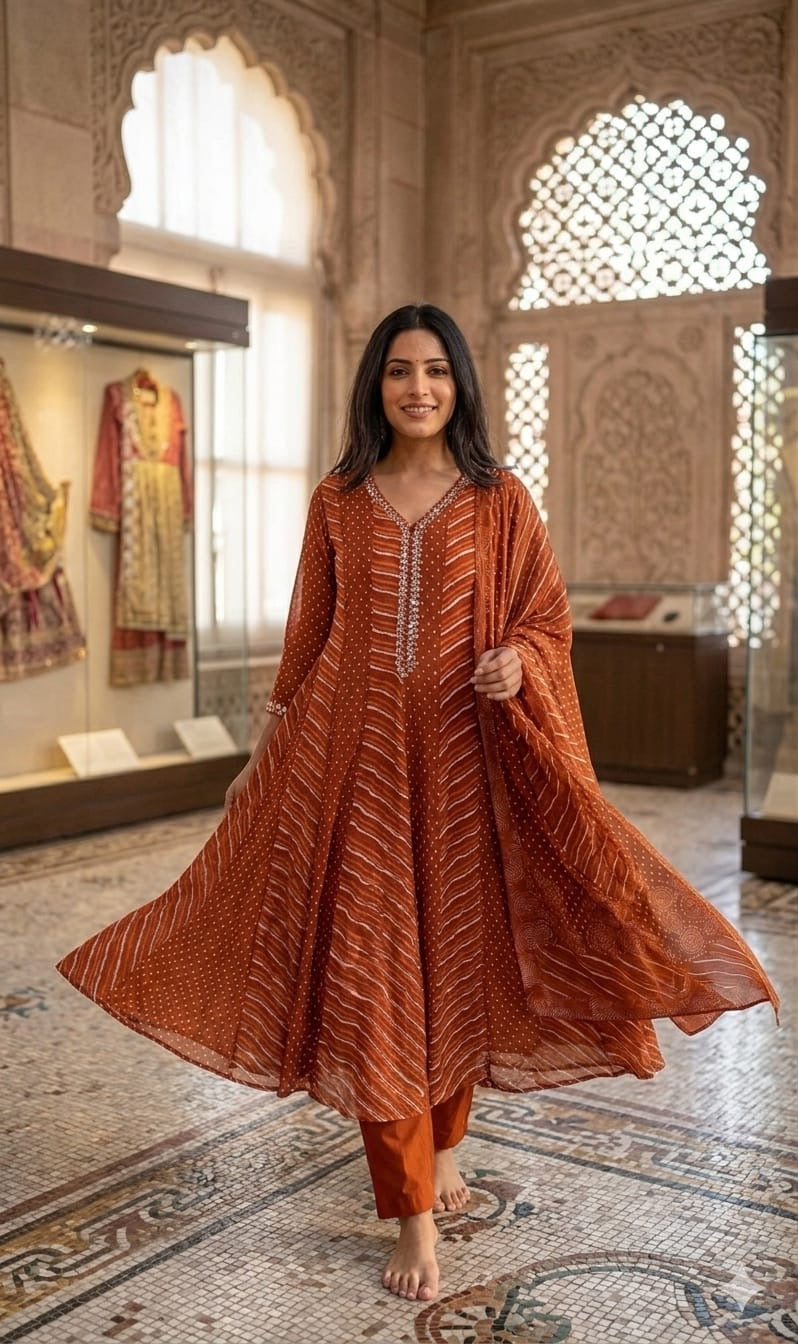 A1818 Meher Anarkali Suit(RUST ORANGE)