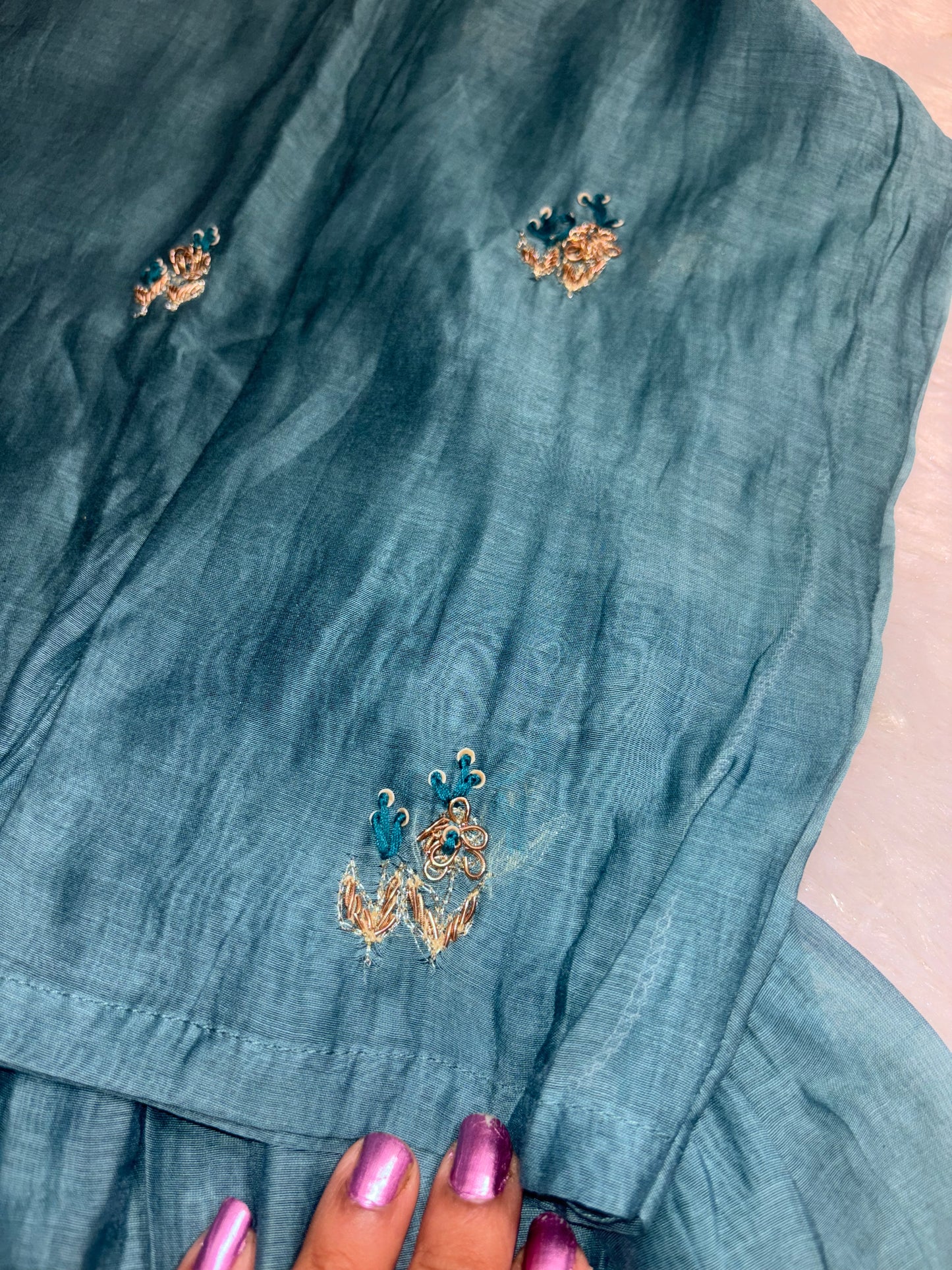 B1999 Mul Chanderi Handwork Suit