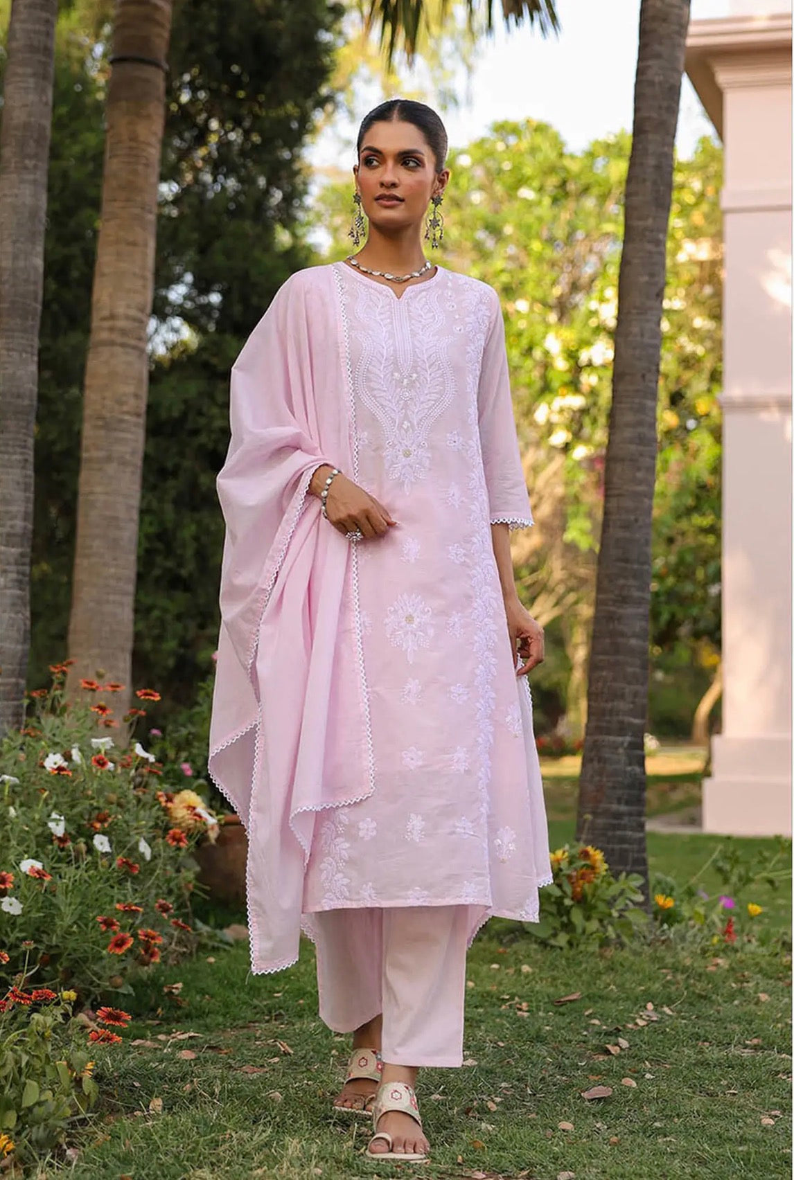 A1802 Lakhnavi Chikankari Suit (BABY PINK)