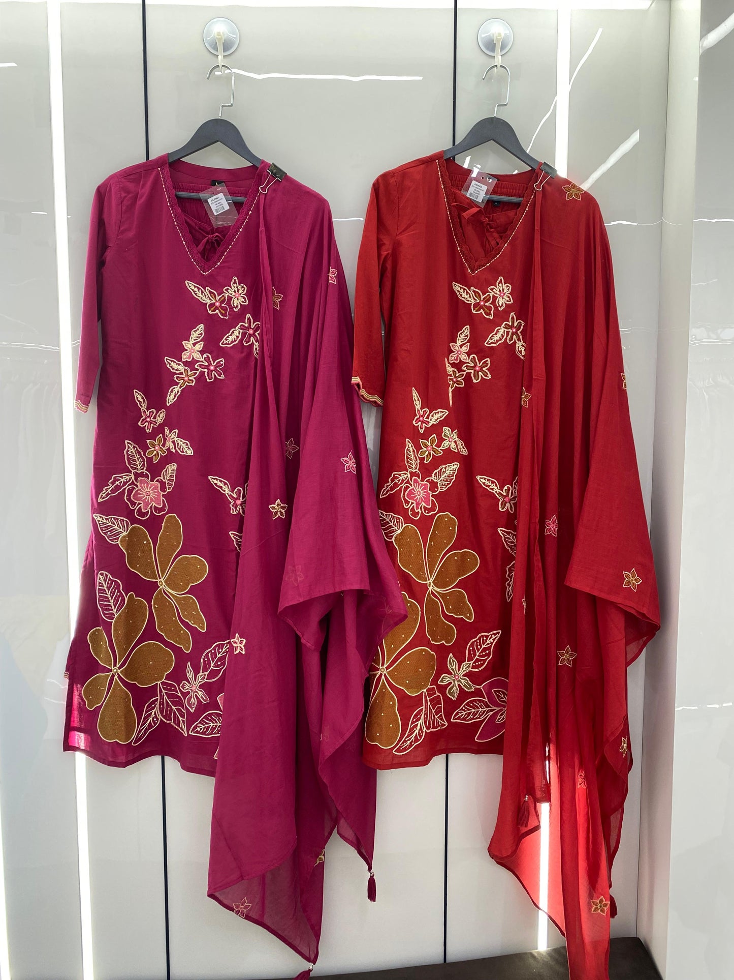 A1791 Embroidered Mul Cotton Suit (MAROON RED)