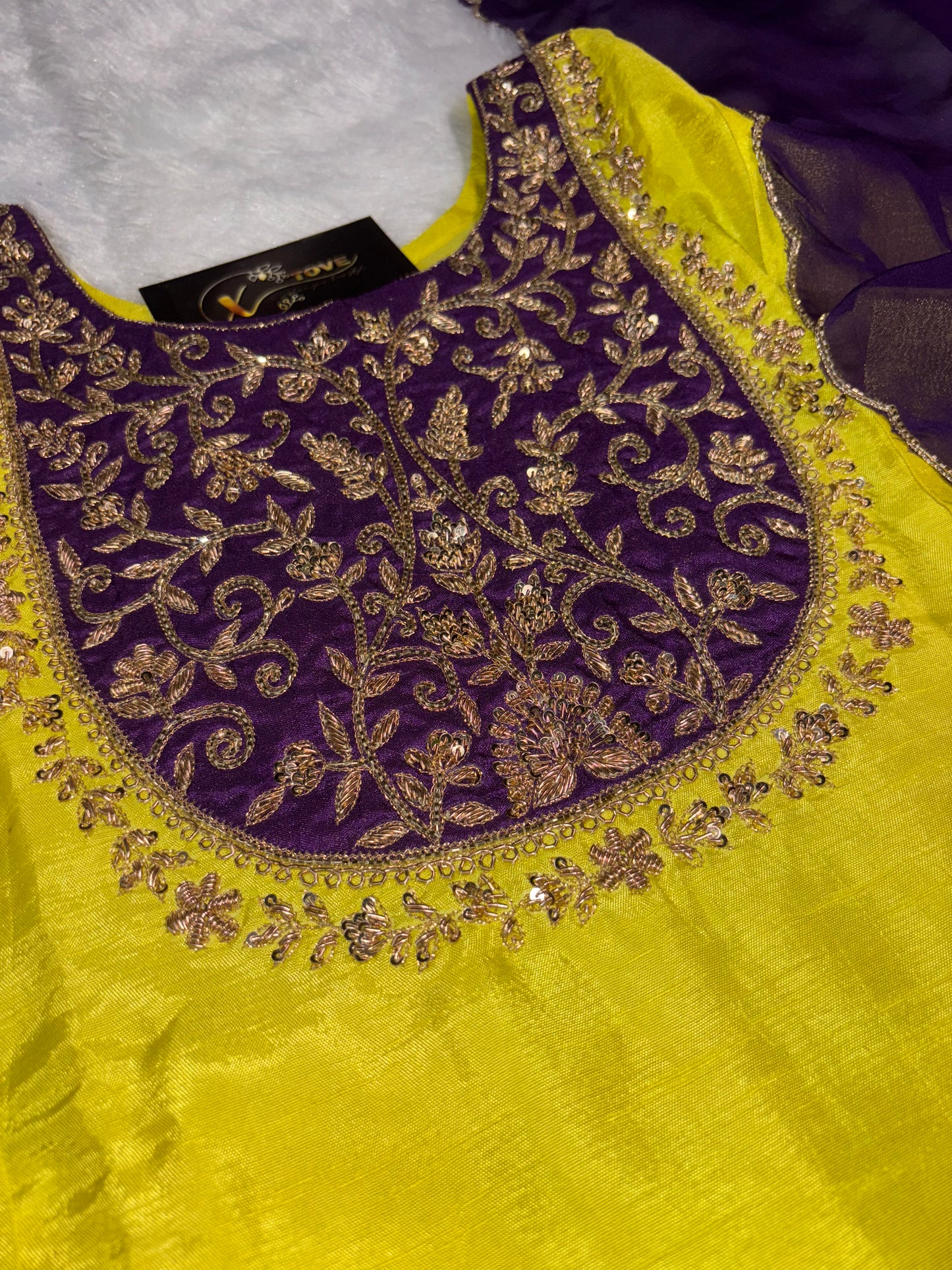 B1992 Neon & Purple Combination Zardozi Handwork Suit