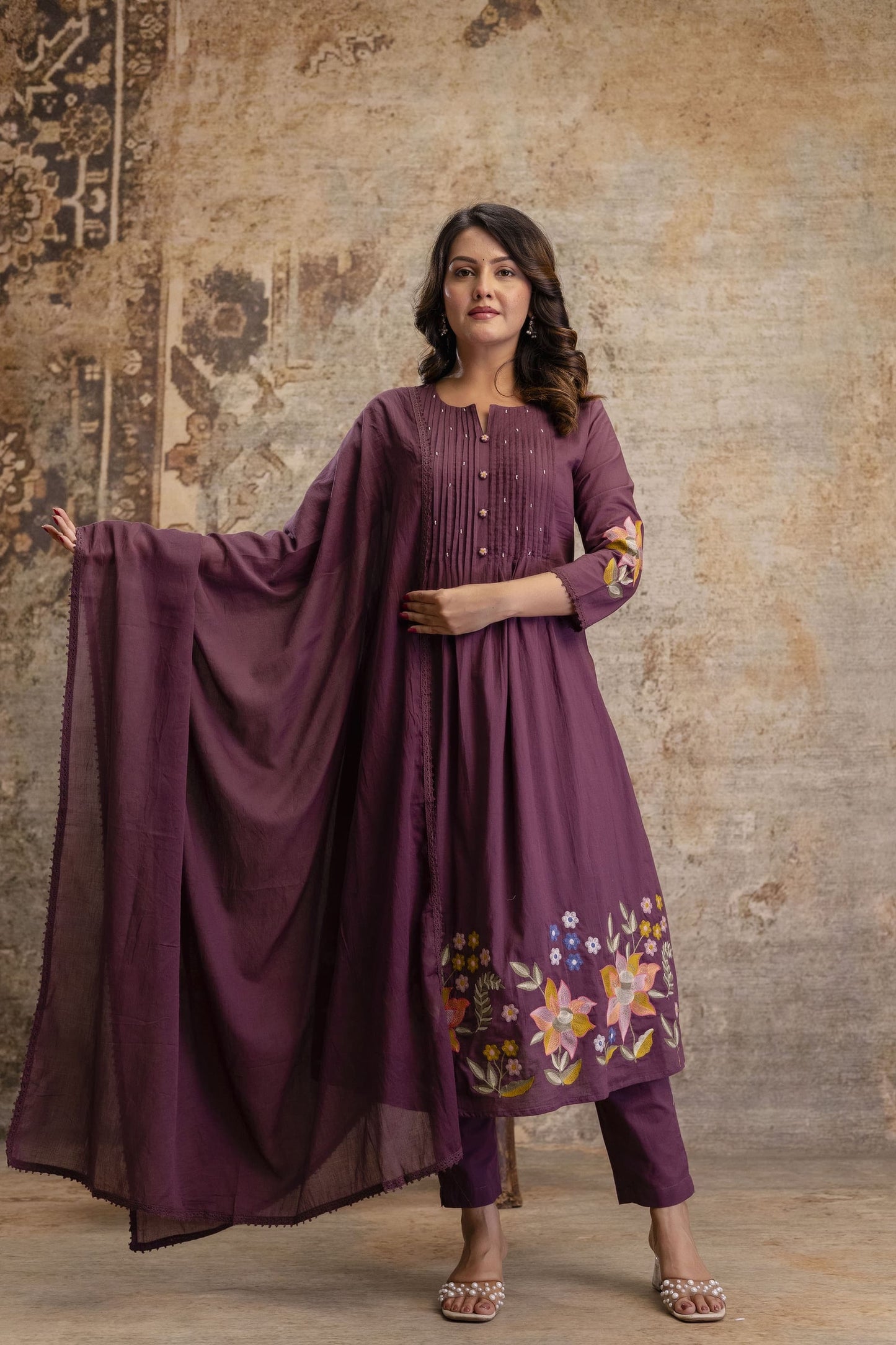 A1713 Pure Cotton Embroidered Suit