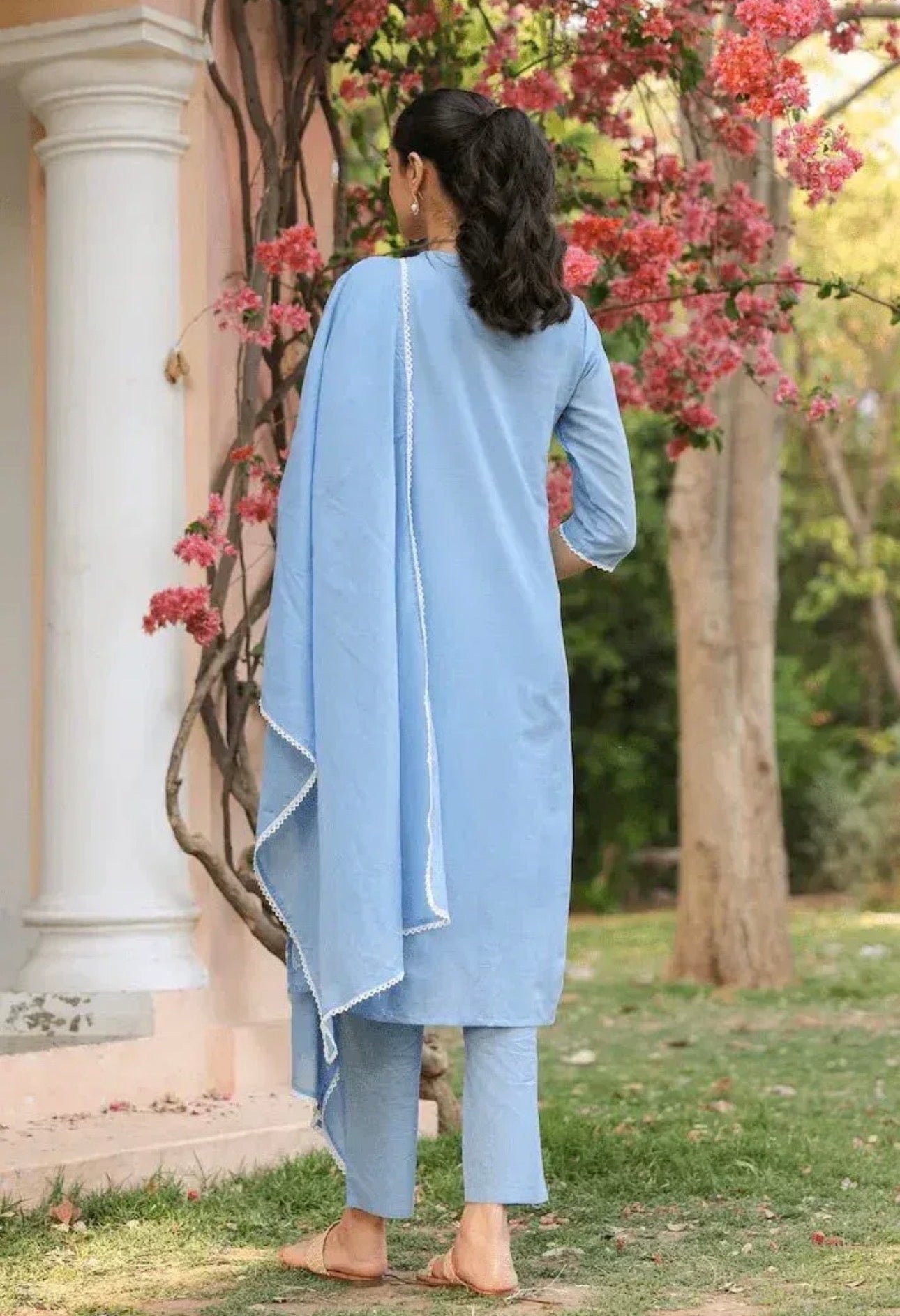 A1801 Lakhnavi Chikankari Suit (POWDER BLUE)