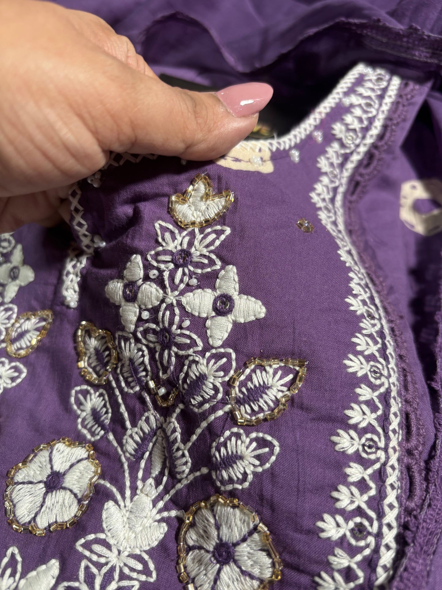 A1707 Mul Cotton Embroidered Suit