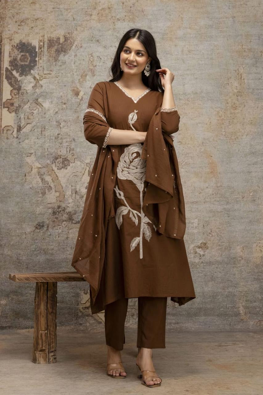 B1721 Silly Mul Cotton Ethnic Suit Set with Lace Work, Beads & Embroidered Dupatta