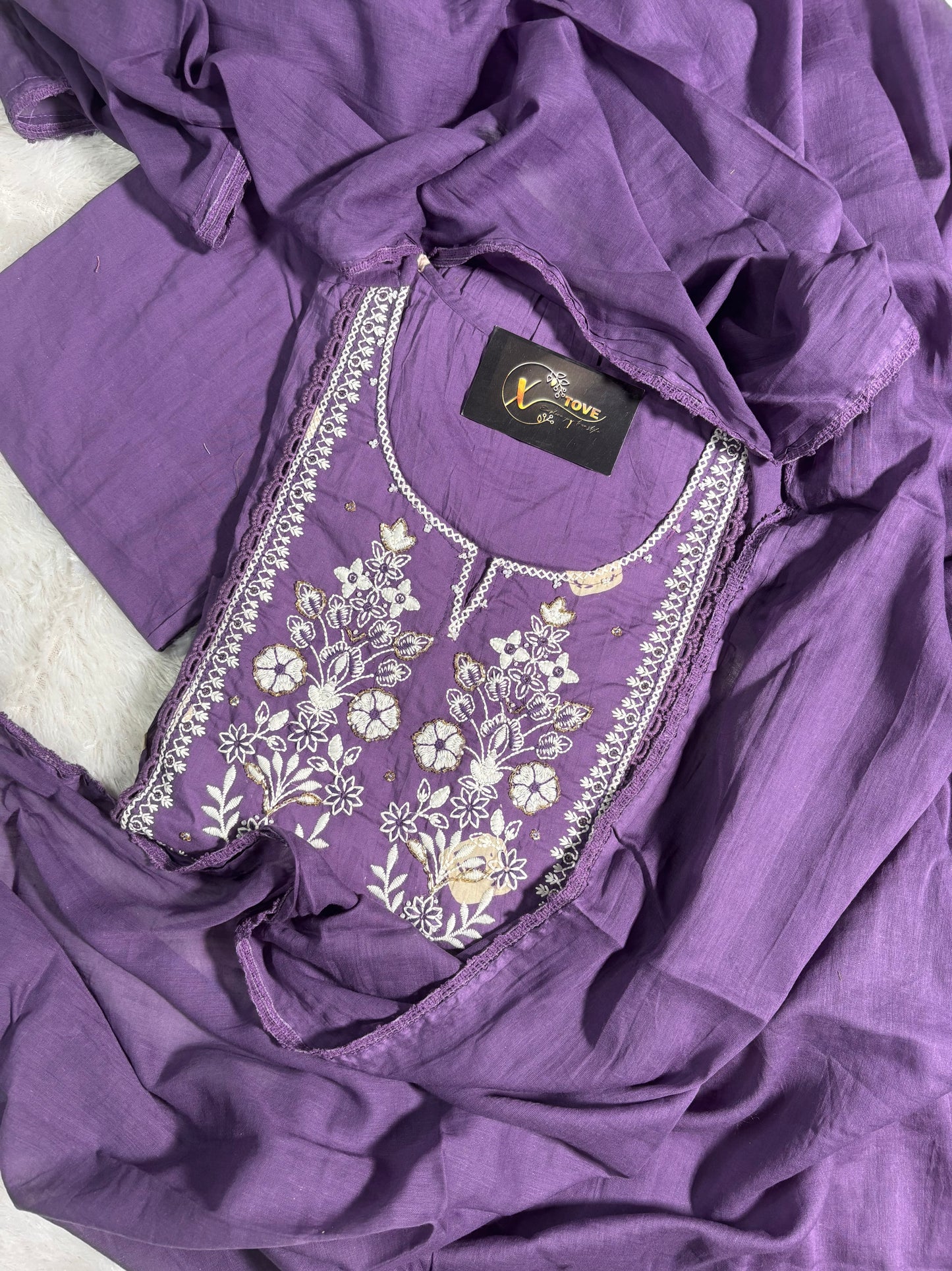 A1707 Mul Cotton Embroidered Suit