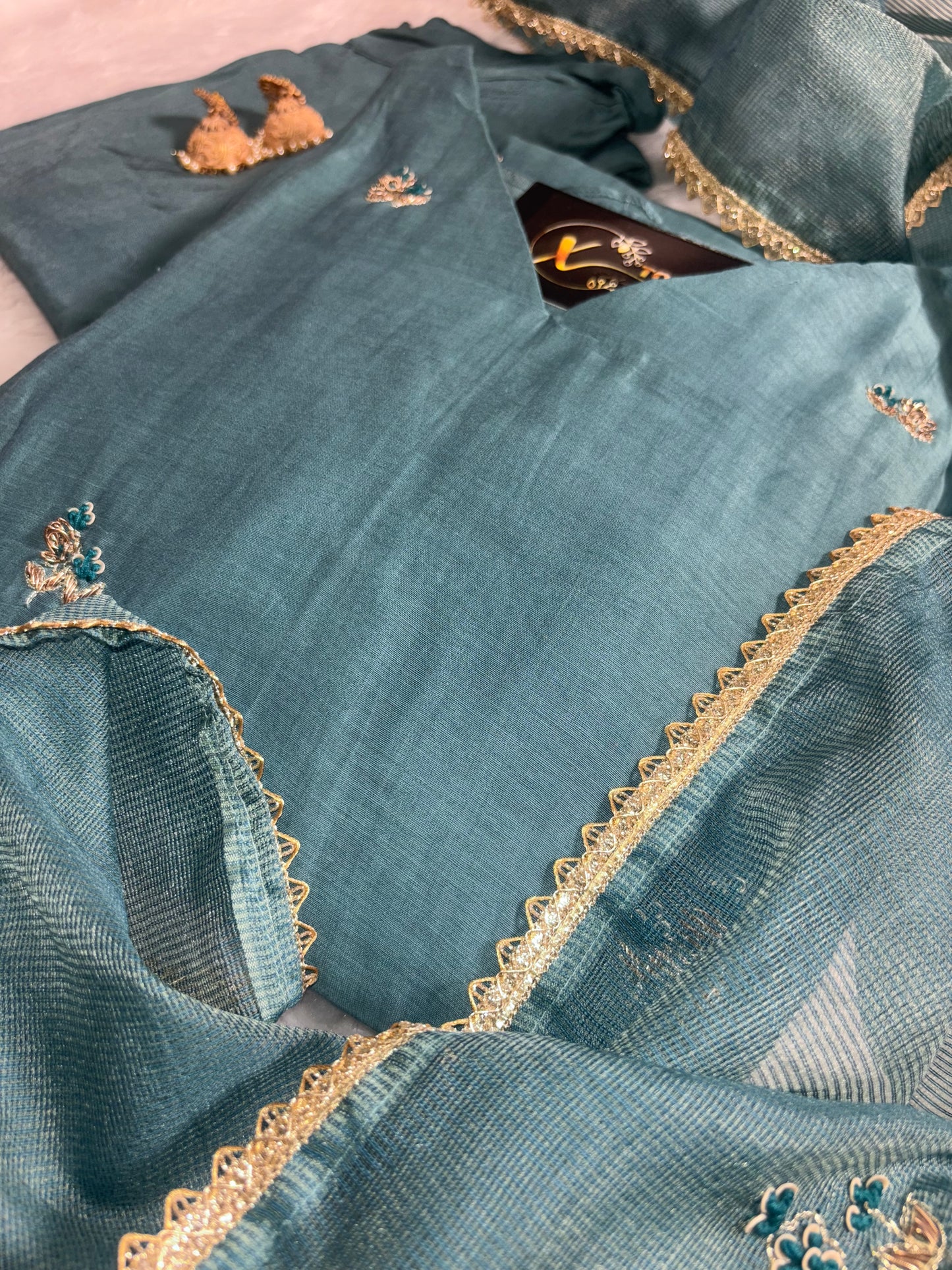 B1999 Mul Chanderi Handwork Suit