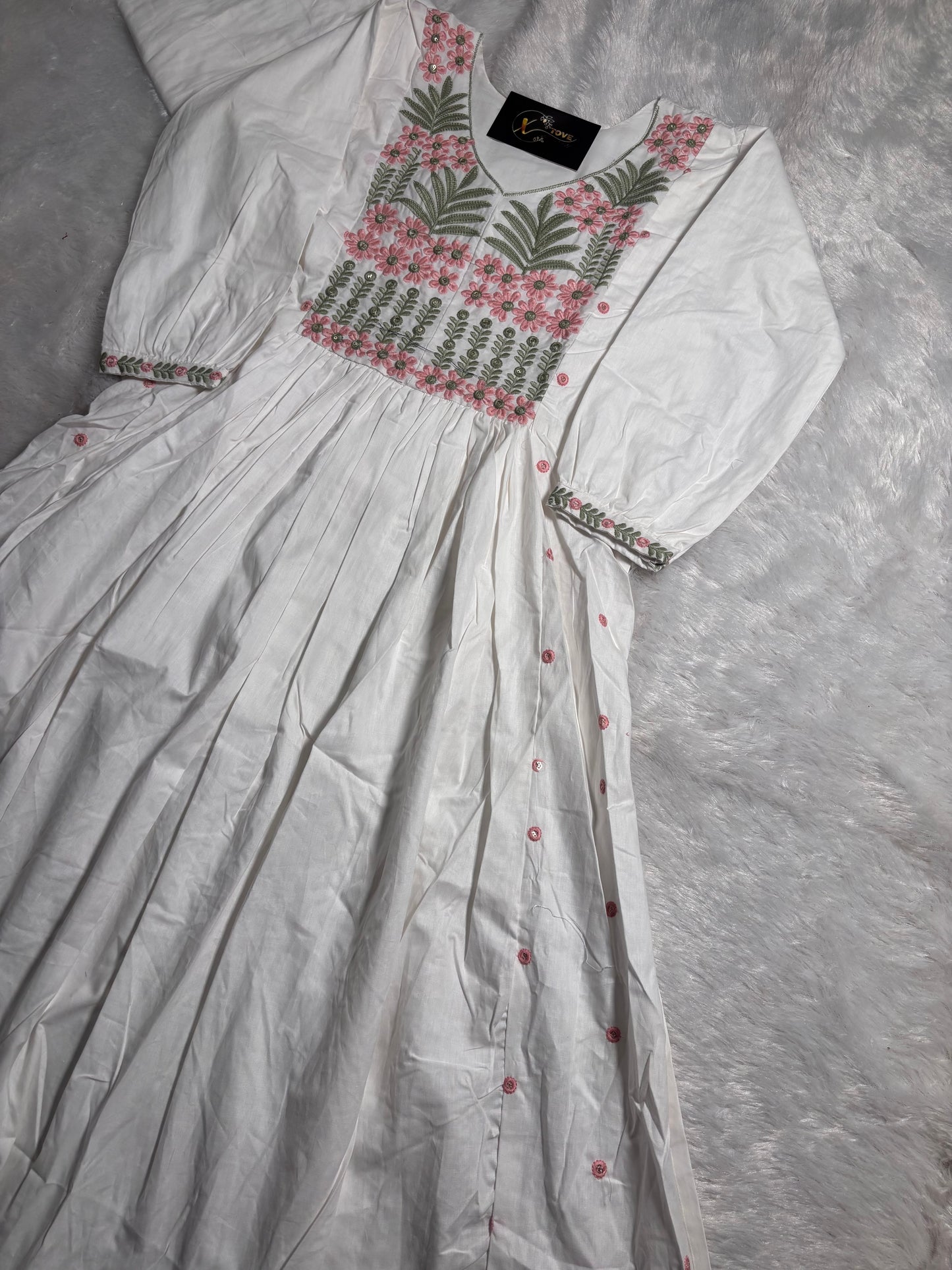A1689 Mul Cotton Co-Ord set With Embroidery Detailing