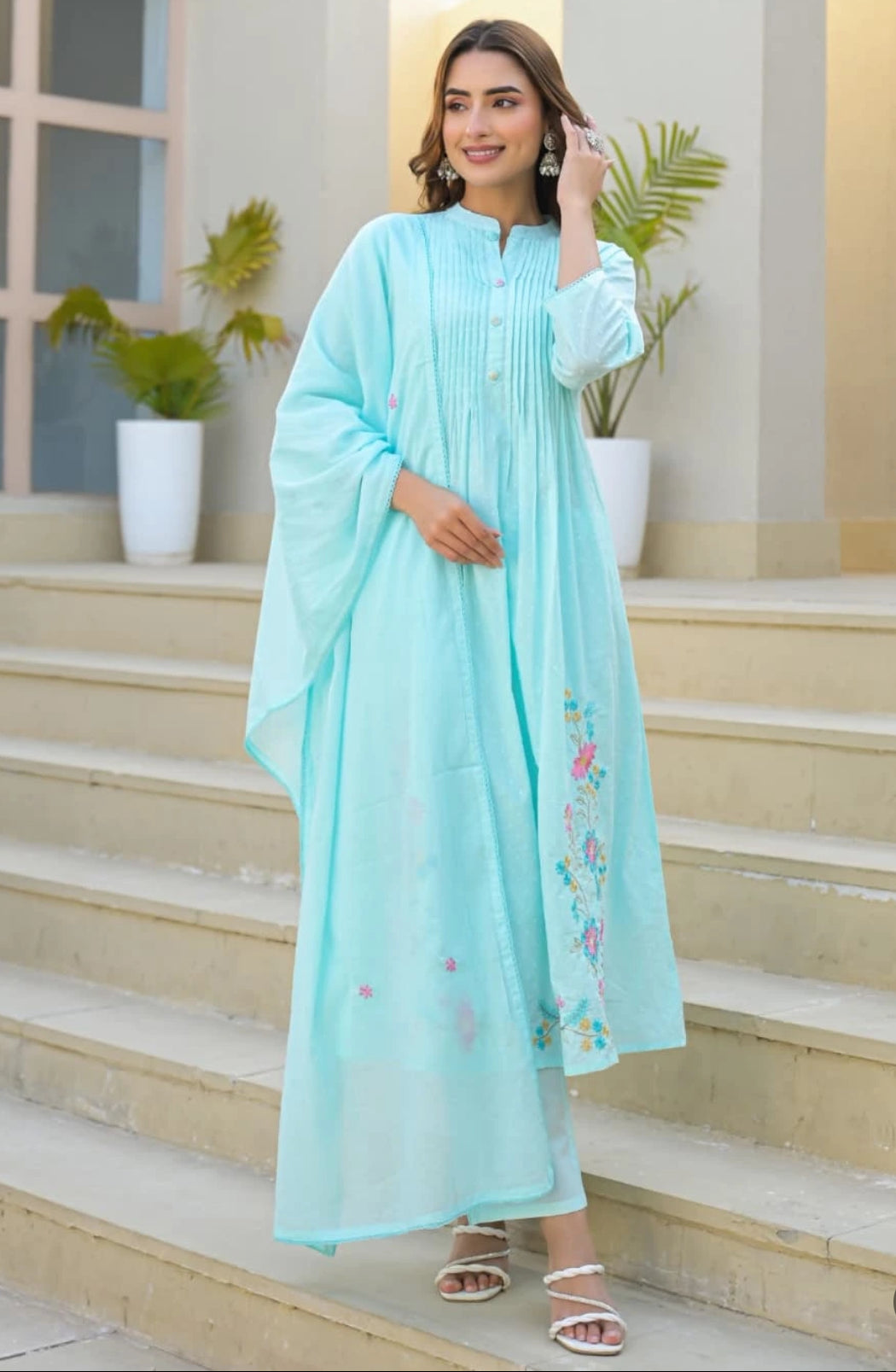 A1696 Mul Cotton Embroidered Suit