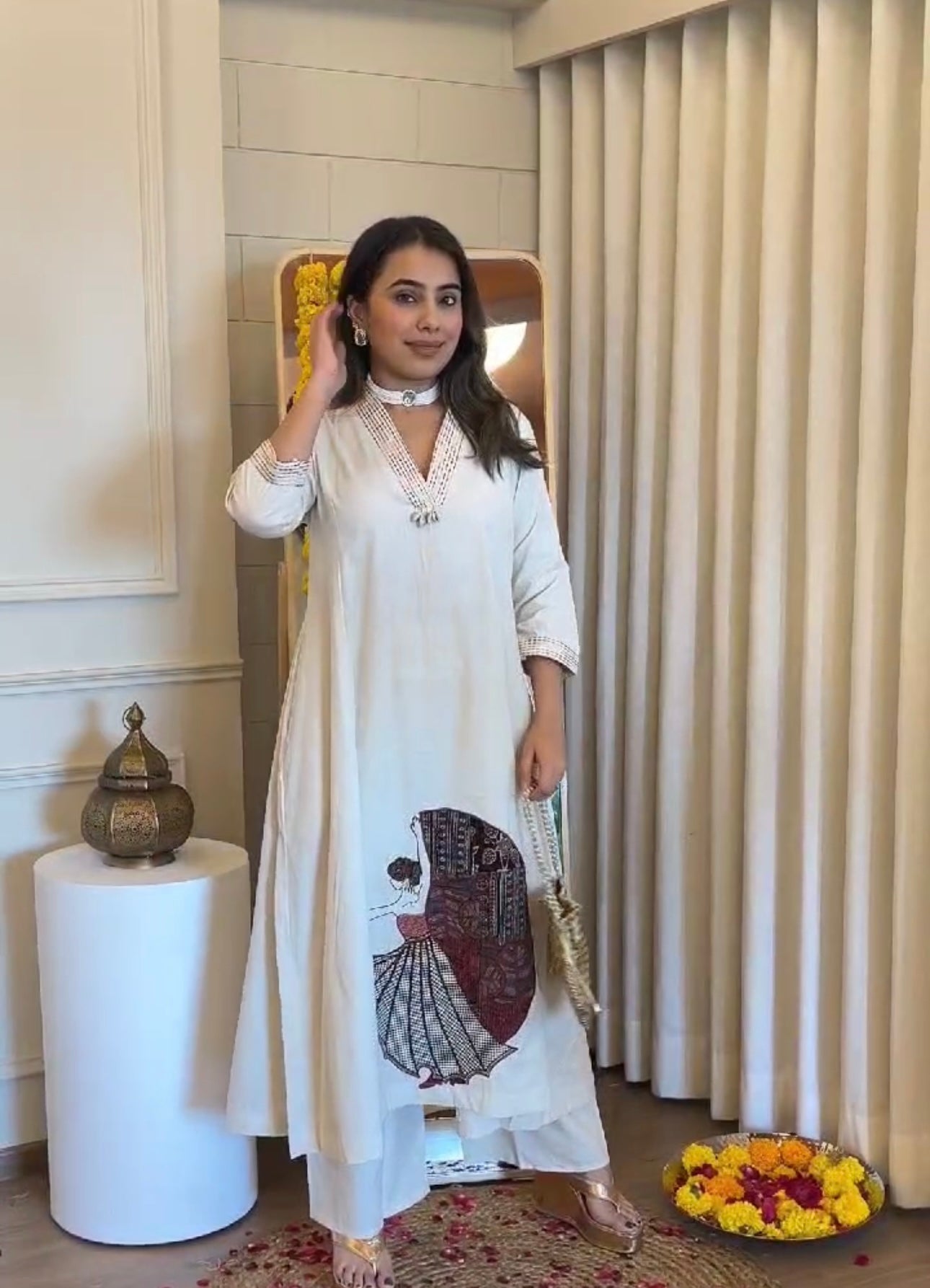 A1679 Soft Cotton Flex Embroidered Two Piece Set