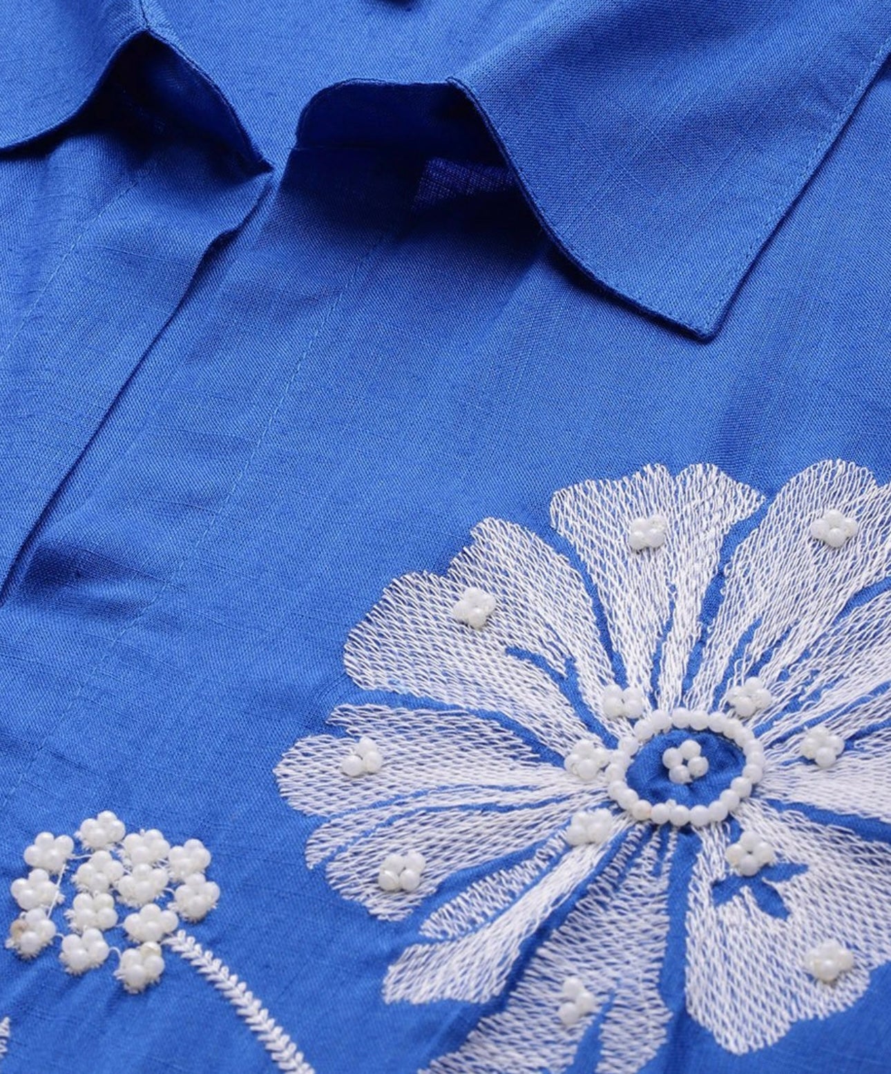 Premium Viscose Slub Co-Ord Set with Embroidery and Pearl Detailing