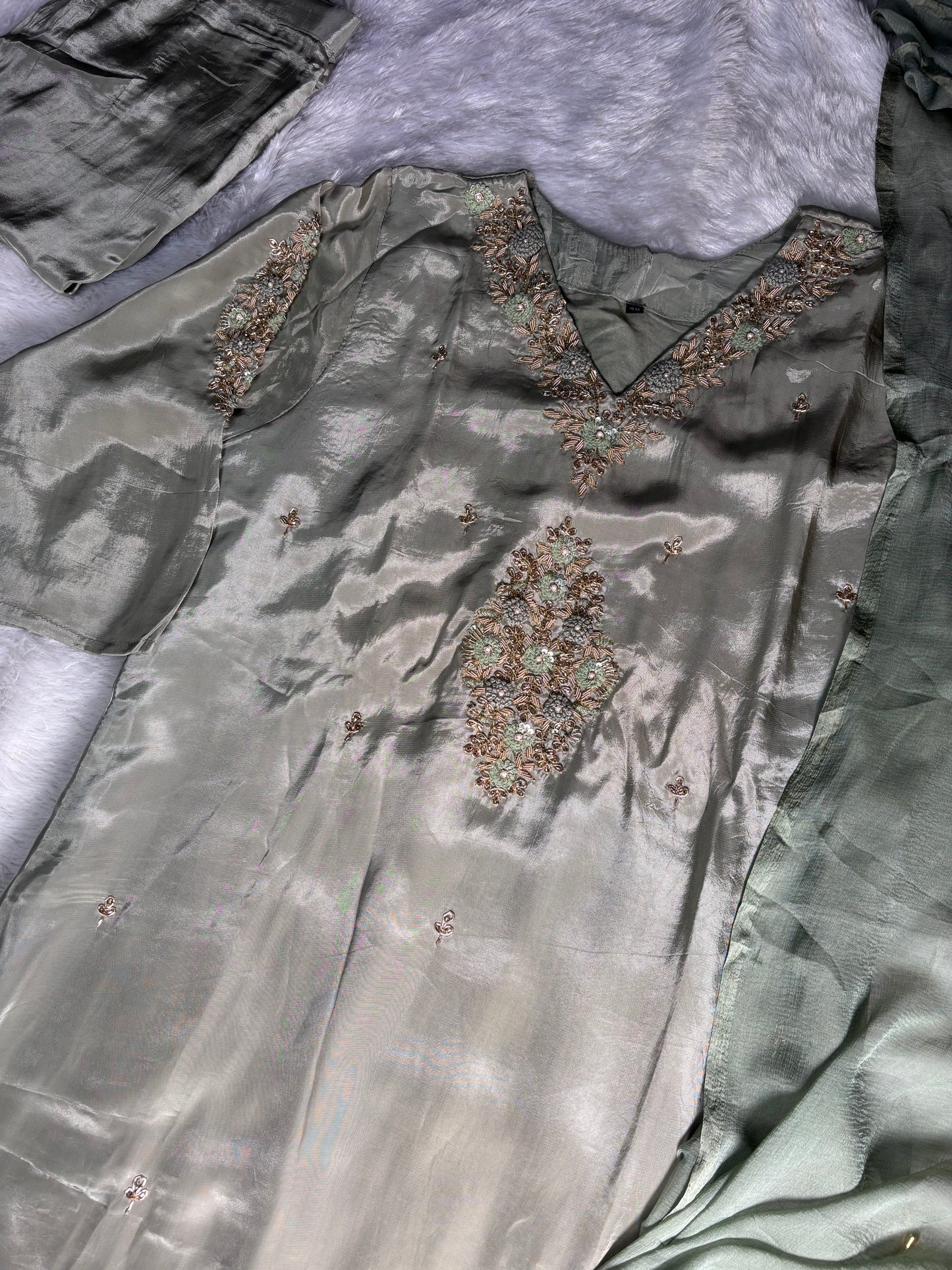 B1990 Stunning Sage Green Party Wear Suit