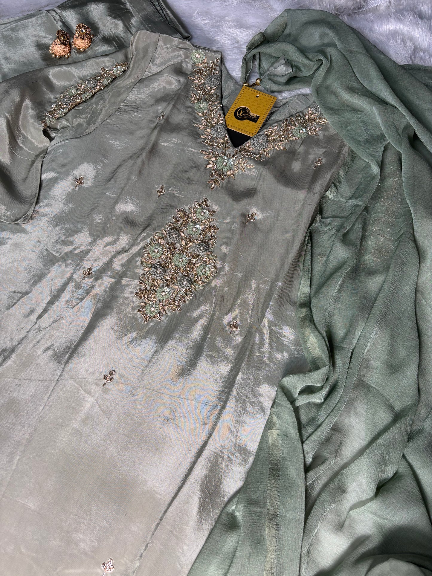 B1990 Stunning Sage Green Party Wear Suit