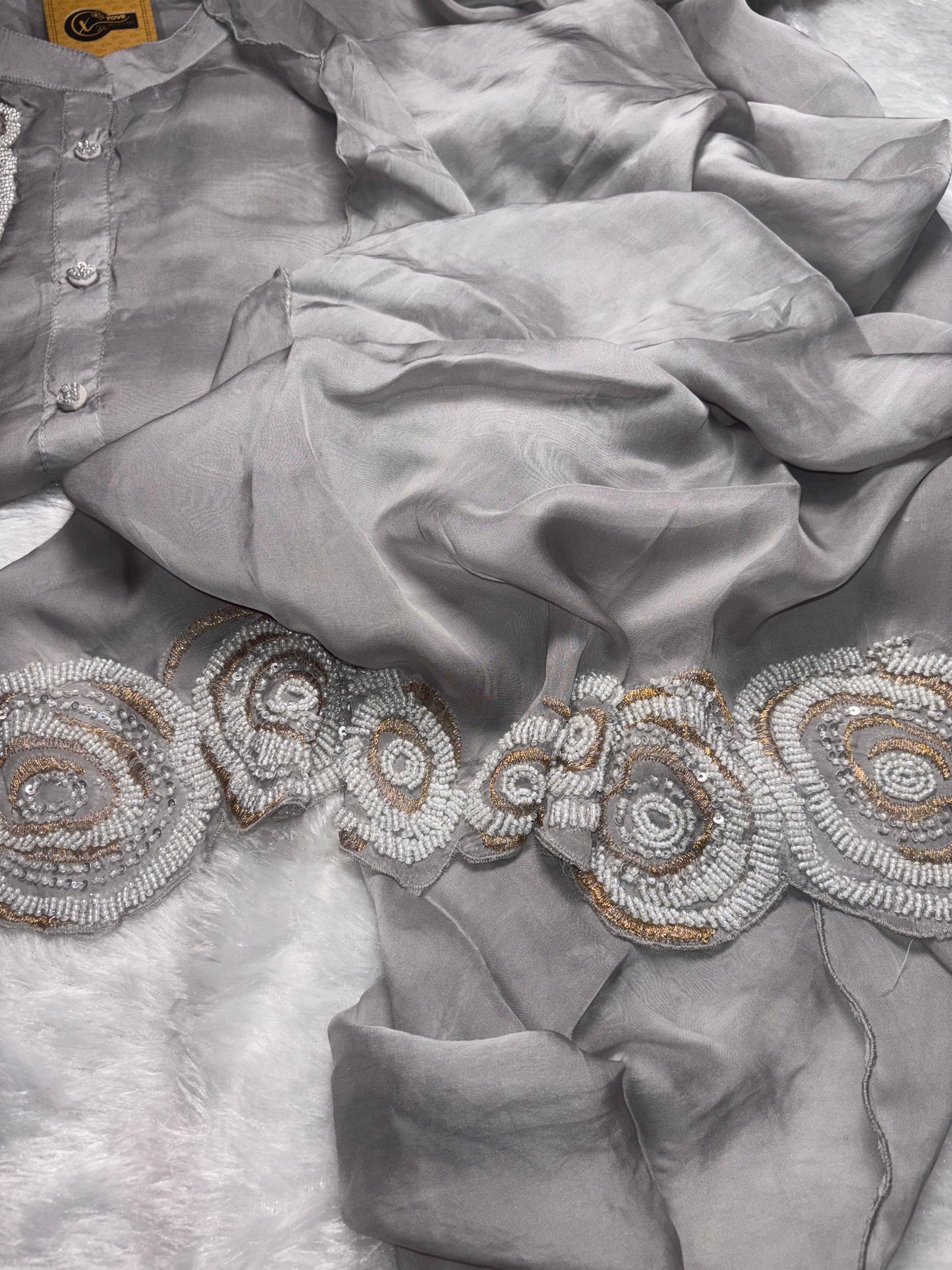 B1993 Steal Grey Party Wear Suit with Handwork