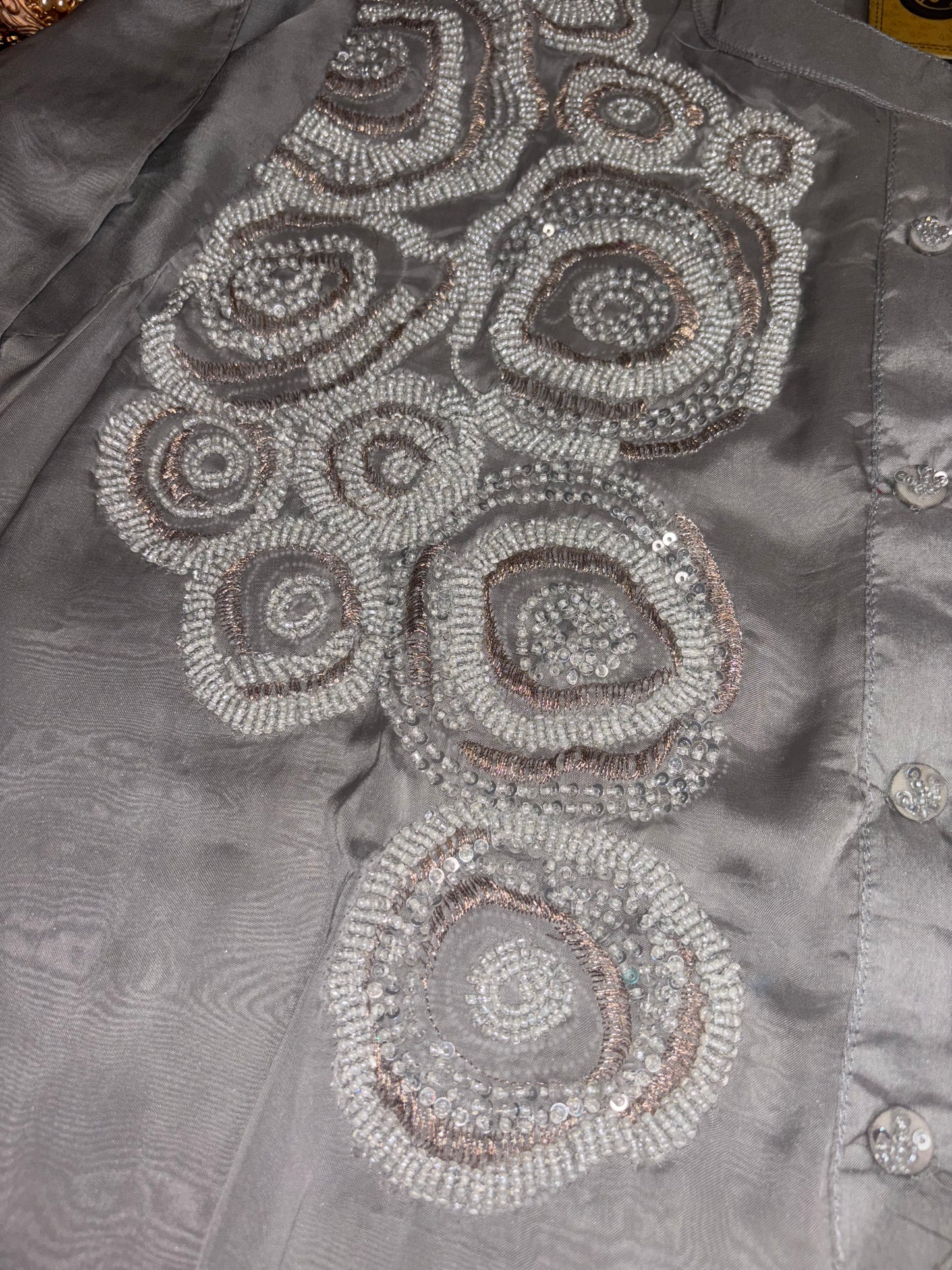 B1993 Steal Grey Party Wear Suit with Handwork
