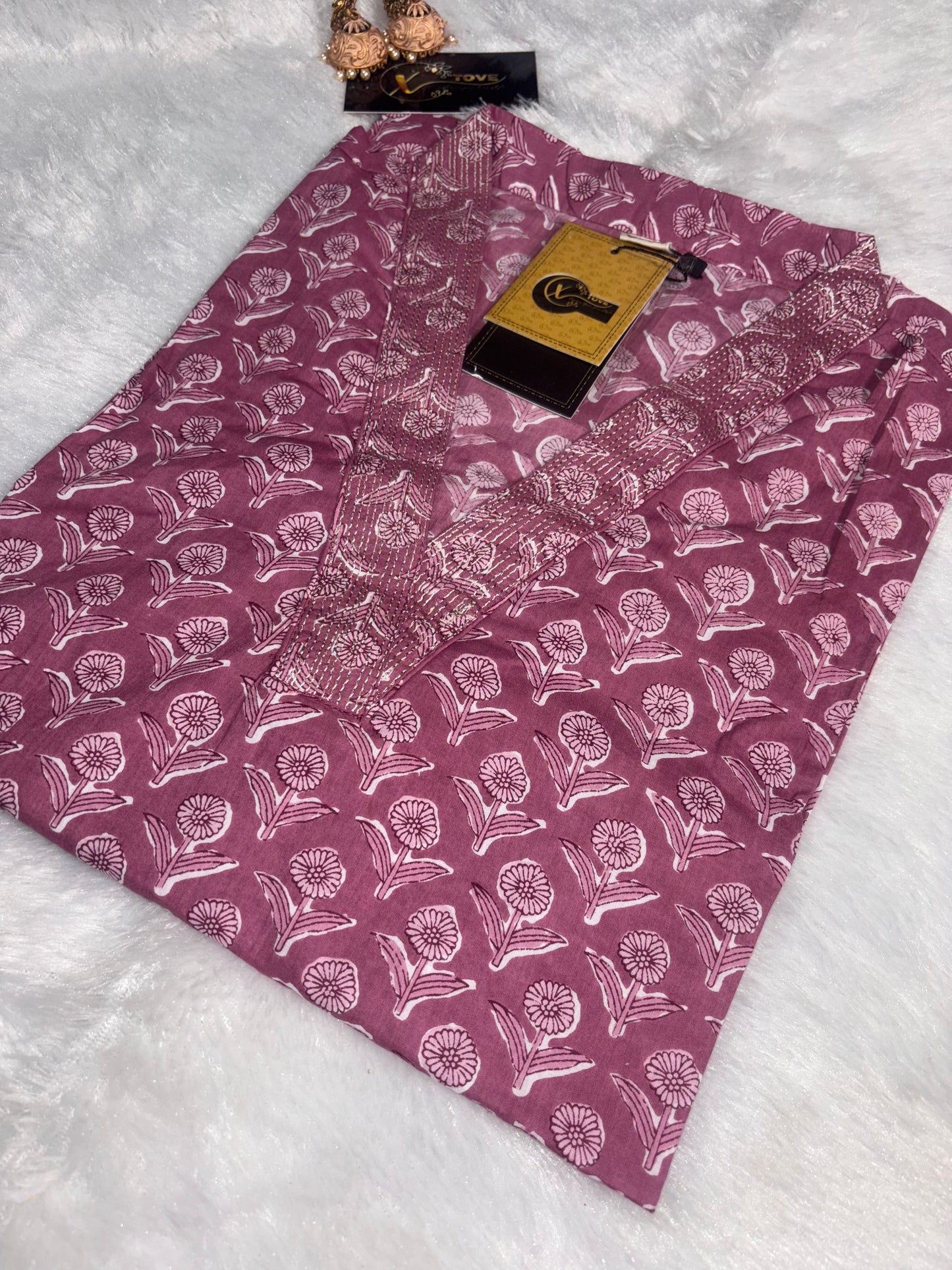Pure Cotton Kurta with Beautiful Embroidered Neckline