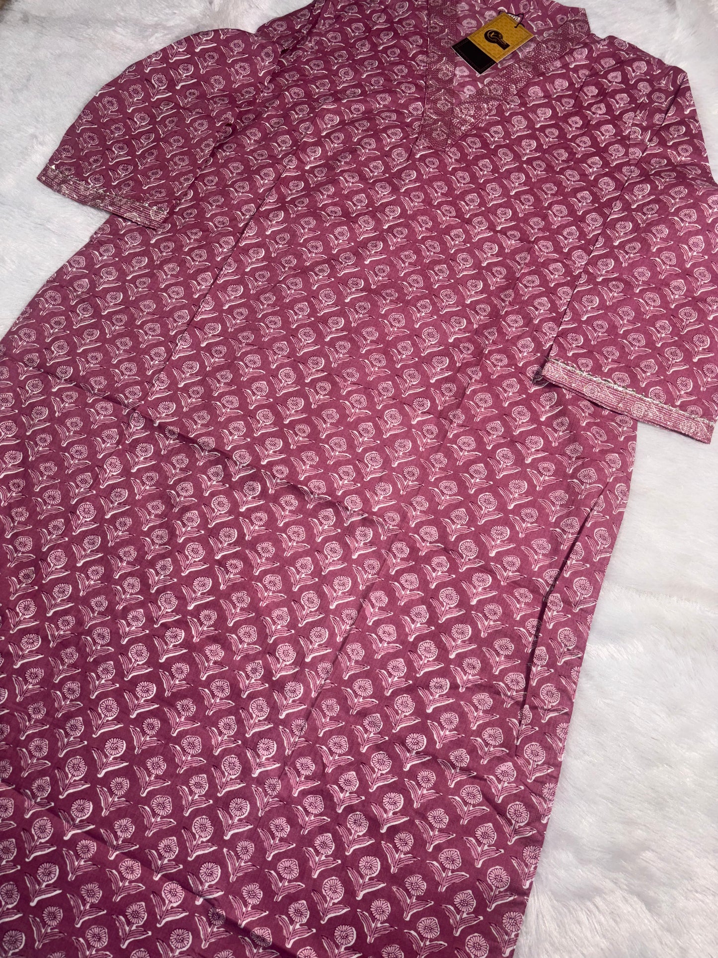 Pure Cotton Kurta with Beautiful Embroidered Neckline
