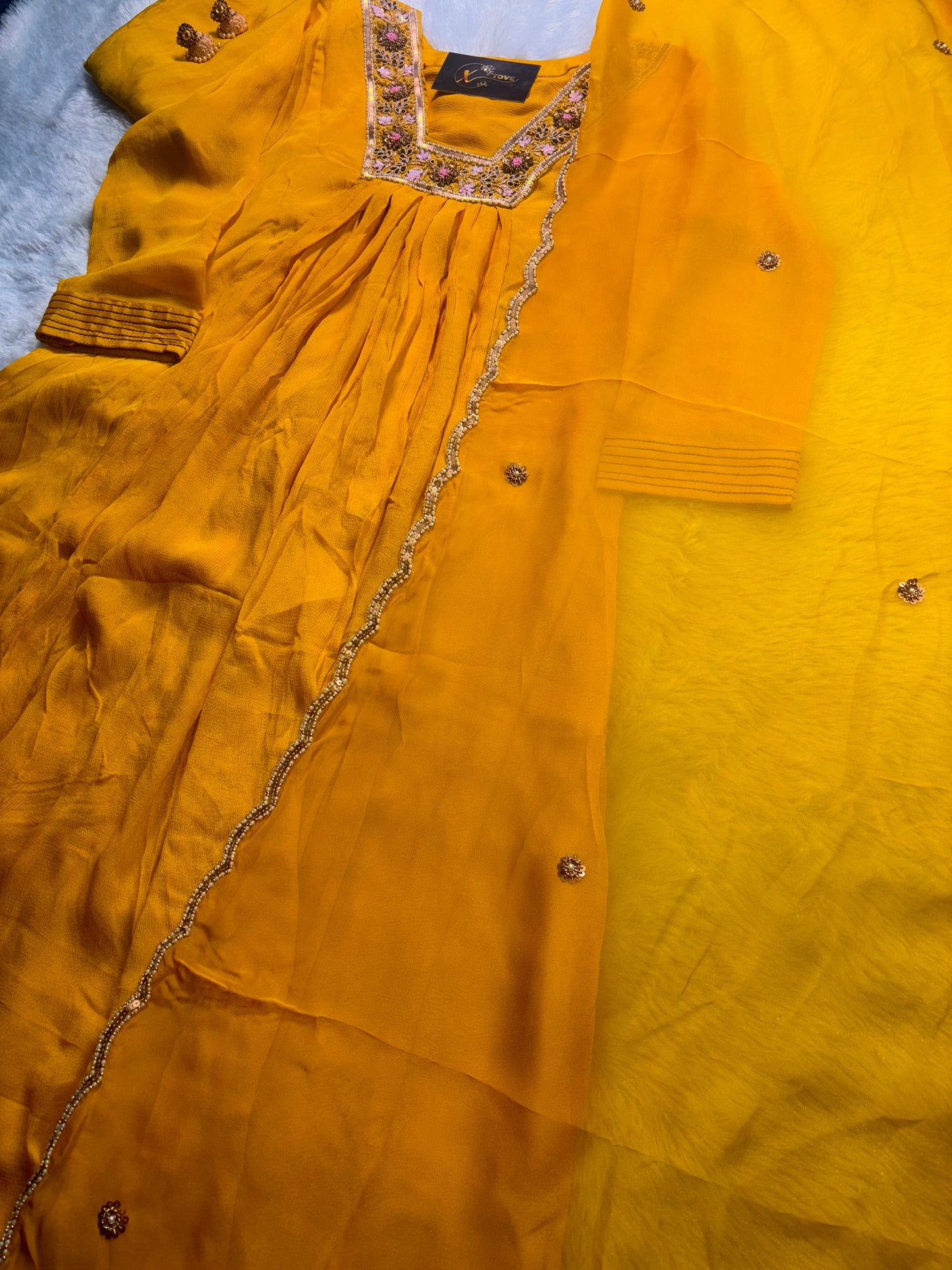 B2002 Pure Chinon Suit for Haldi Ceremony