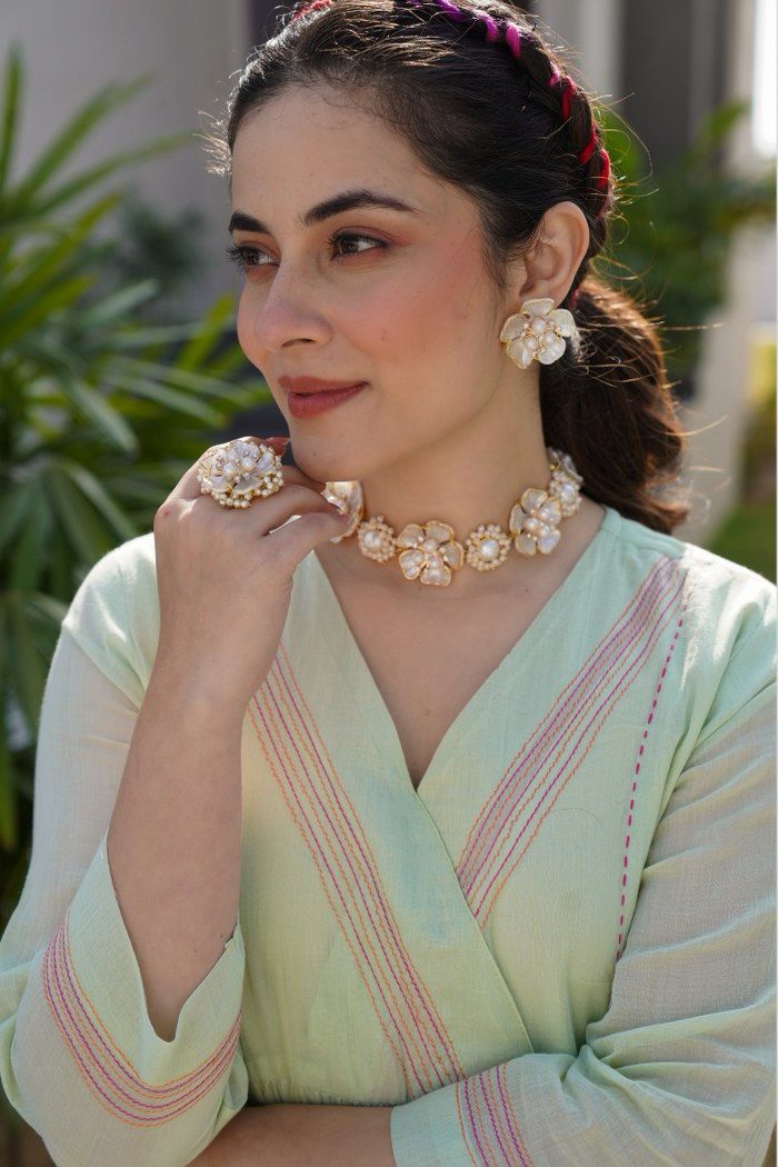 A1677 Mul Cotton Embroidered Suit