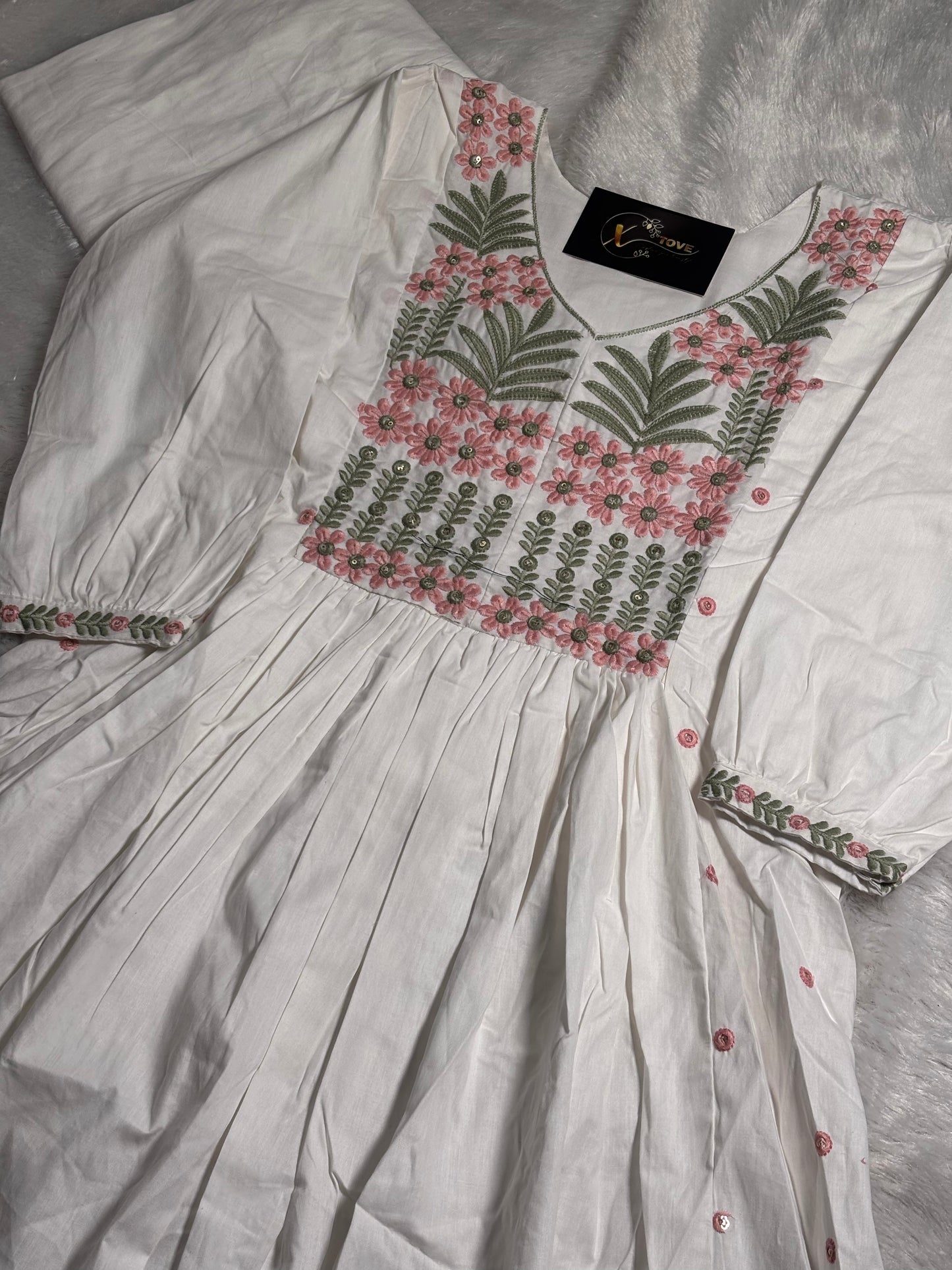 A1689 Mul Cotton Co-Ord set With Embroidery Detailing