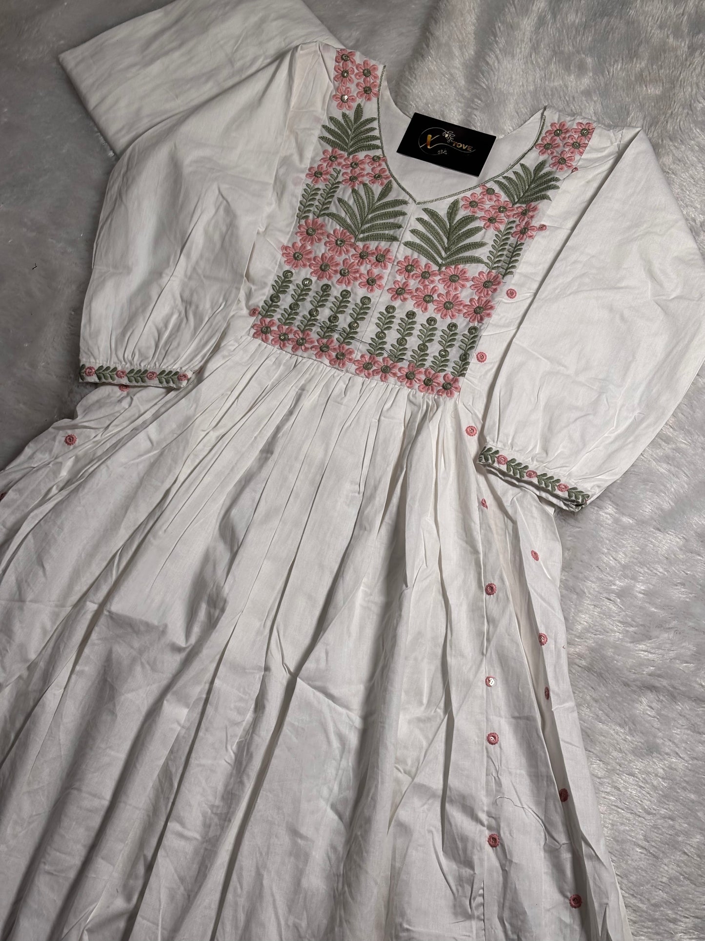 A1689 Mul Cotton Co-Ord set With Embroidery Detailing