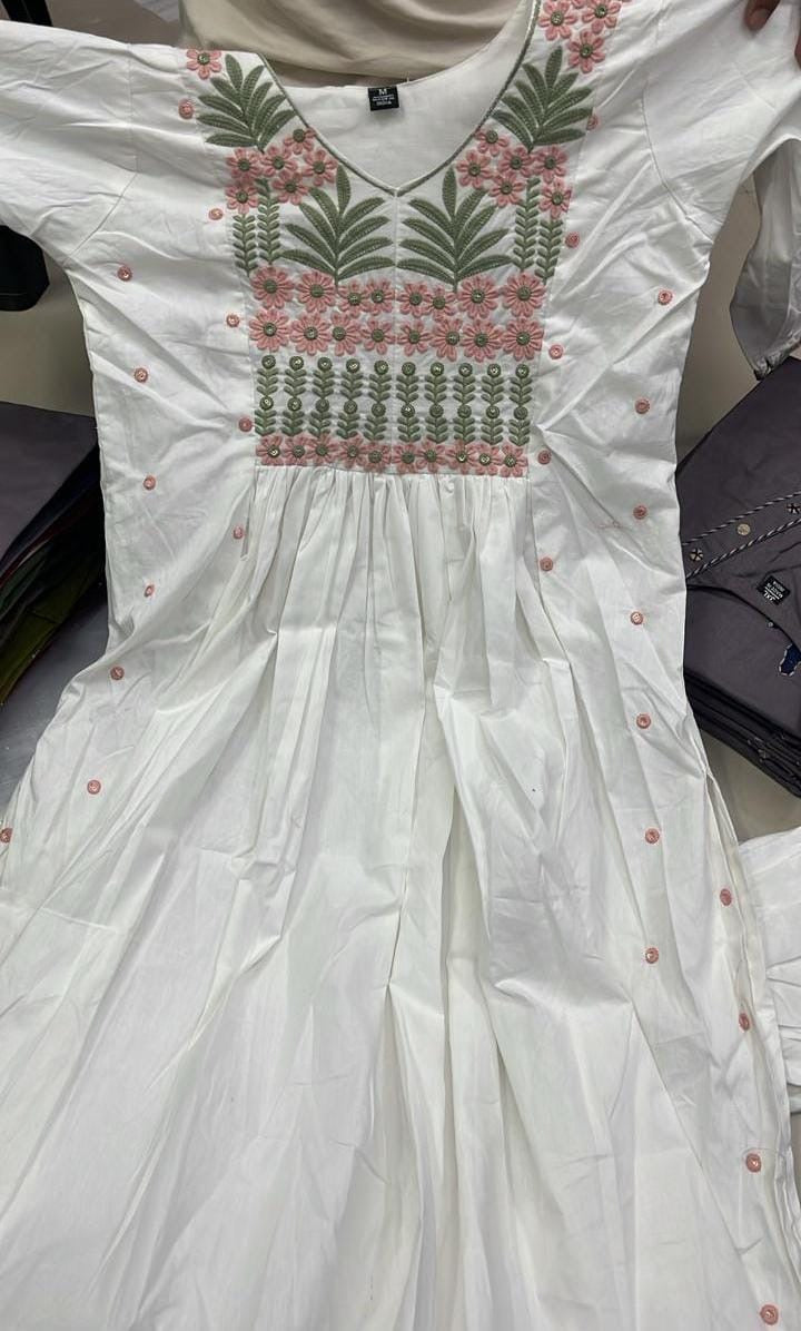 A1689 Mul Cotton Co-Ord set With Embroidery Detailing