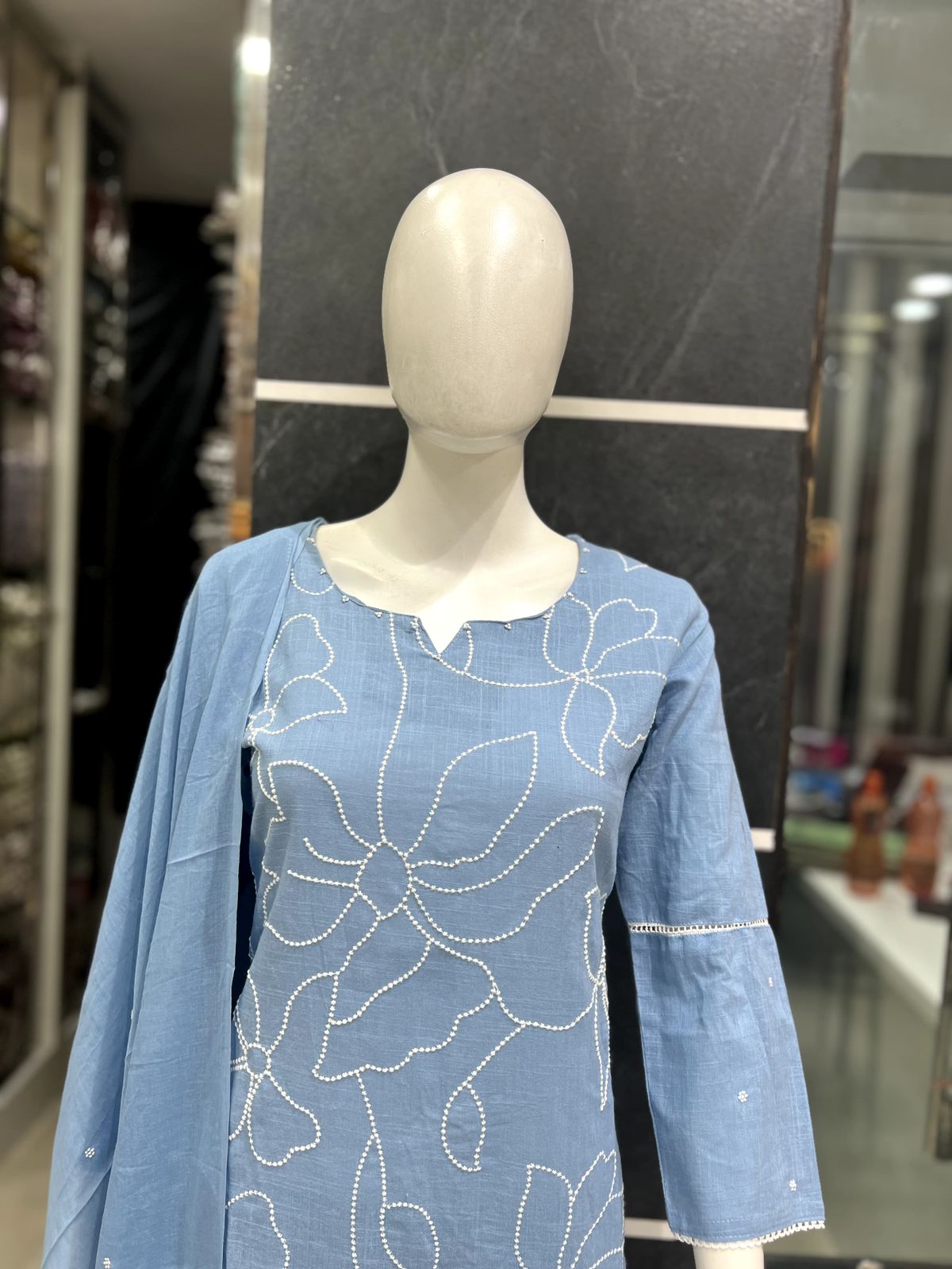 A1704 Pure Cotton Embroidered Suit