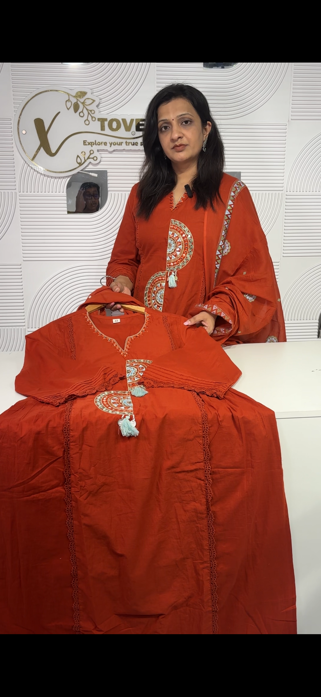 A1793 Mul Cotton Real Mirror Work Suit