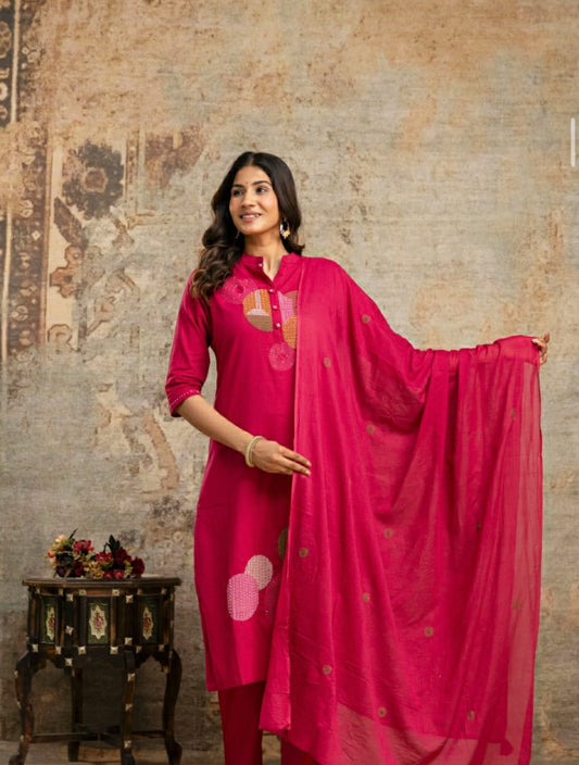 A-1663 Pure Cotton Suit With Stunning Embroidery & Handwork