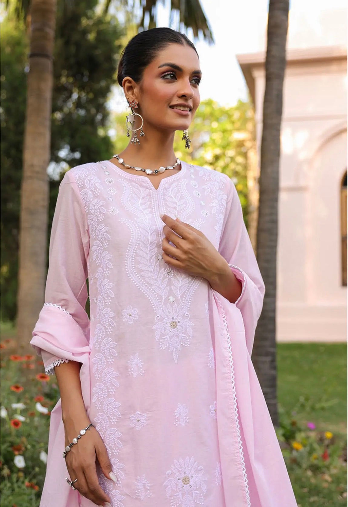 A1802 Lakhnavi Chikankari Suit (BABY PINK)