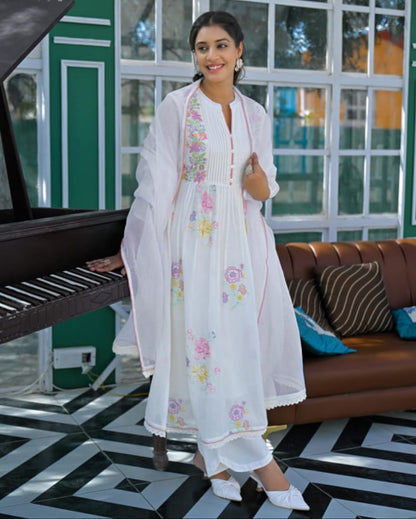 A1709 Mul Cotton Embroidered Suit