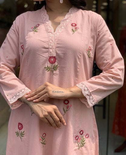 A1753 Designer Silly Mul Cotton Suit(PEACHY PINK)