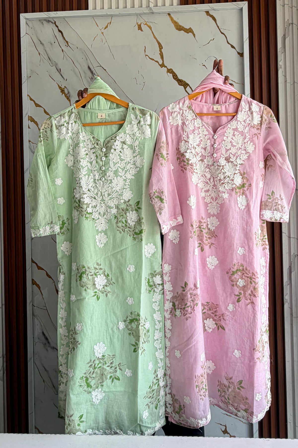 A1836 Noor Lucknowi Chikankari Mulmul Cotton Suit Set(Pastel Pistachio Green)