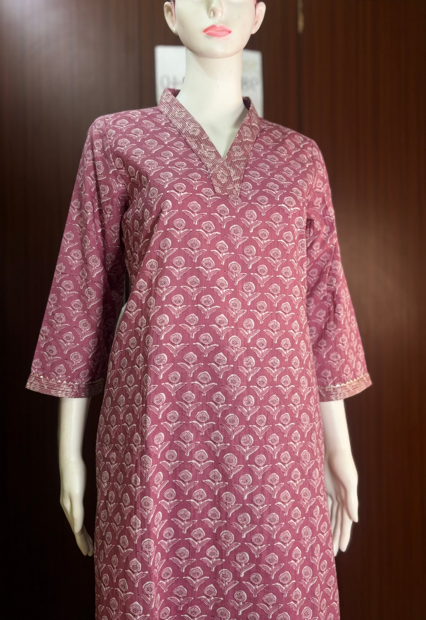 Pure Cotton Kurta with Beautiful Embroidered Neckline