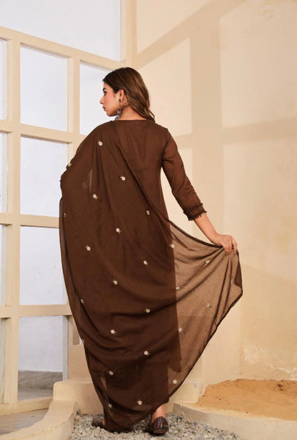 A1757 Mul Cotton Mirror Bloom Suit [COFFEE BROWN]