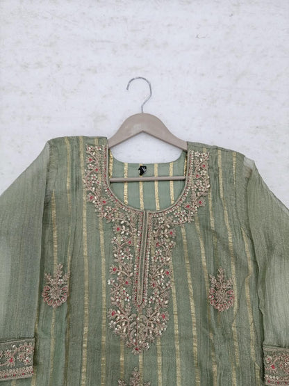 B2052 Zahra Salsa Embellished Suit(OLIVE GREEN)