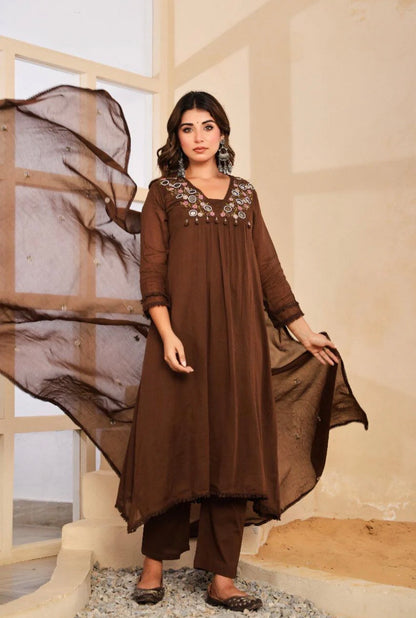 A1757 Mul Cotton Mirror Bloom Suit [COFFEE BROWN]