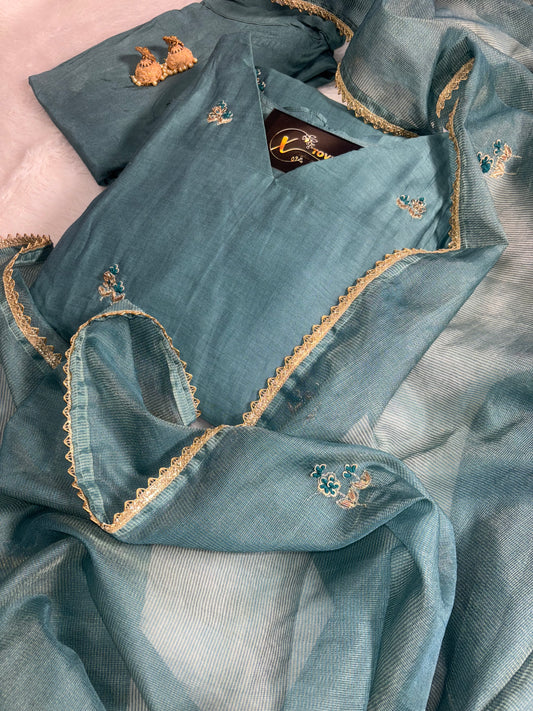 B1999 Mul Chanderi Handwork Suit